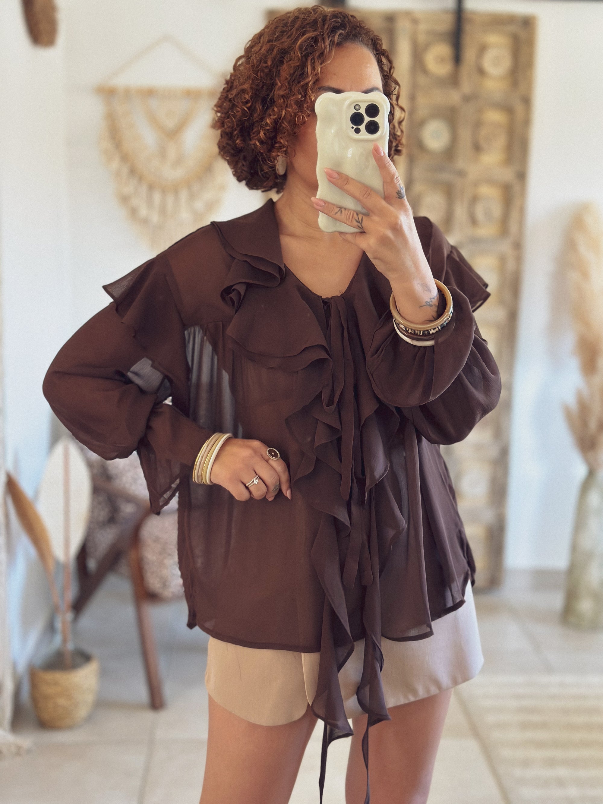 Blouse Anastasia – Volants chocolat