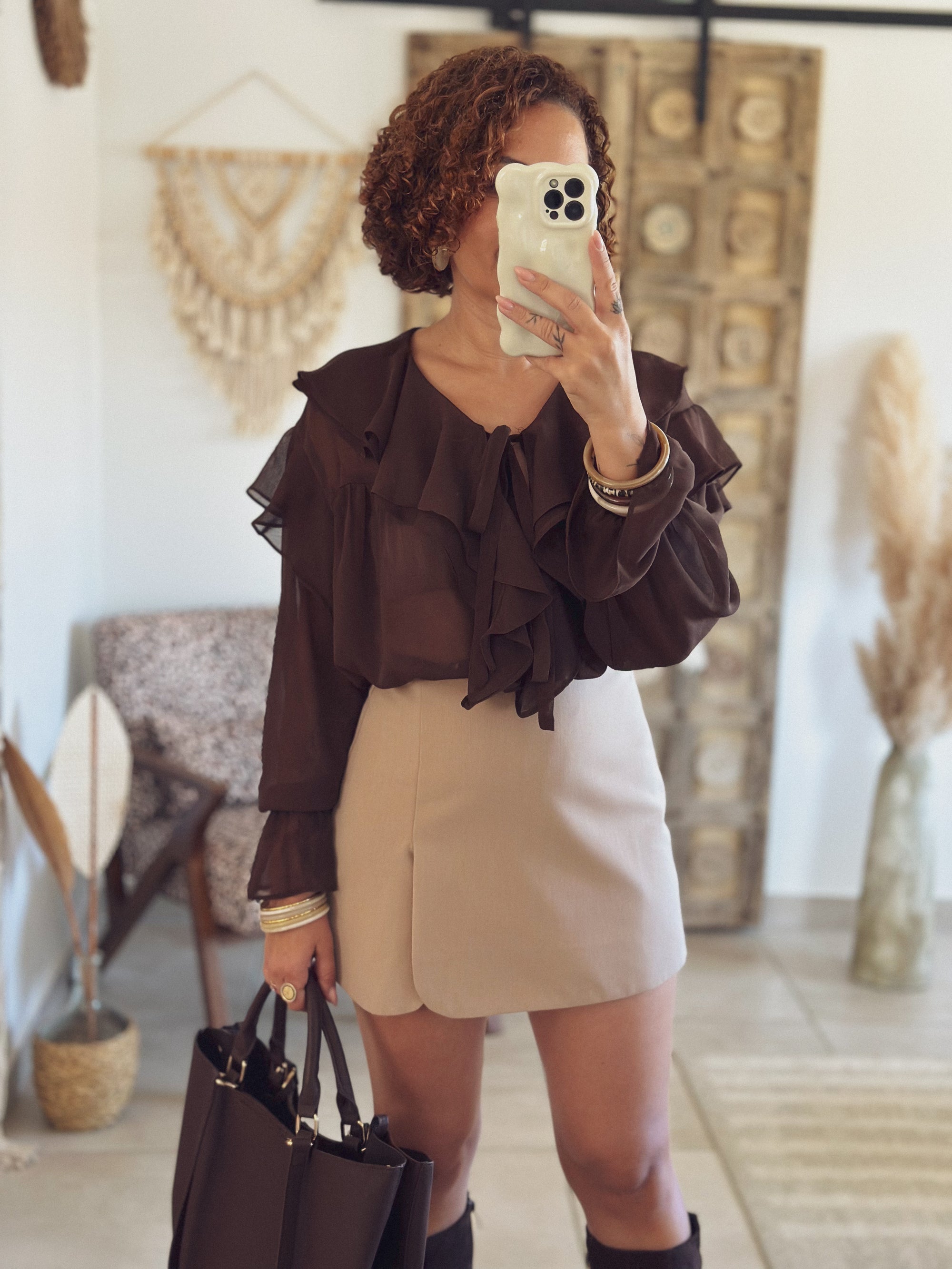 Blouse Anastasia – Volants chocolat