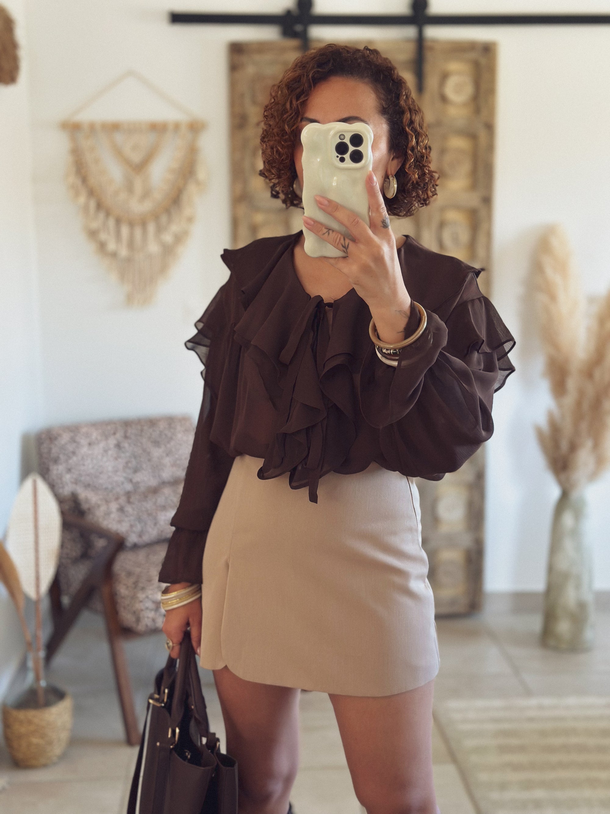 Blouse Anastasia – Volants chocolat