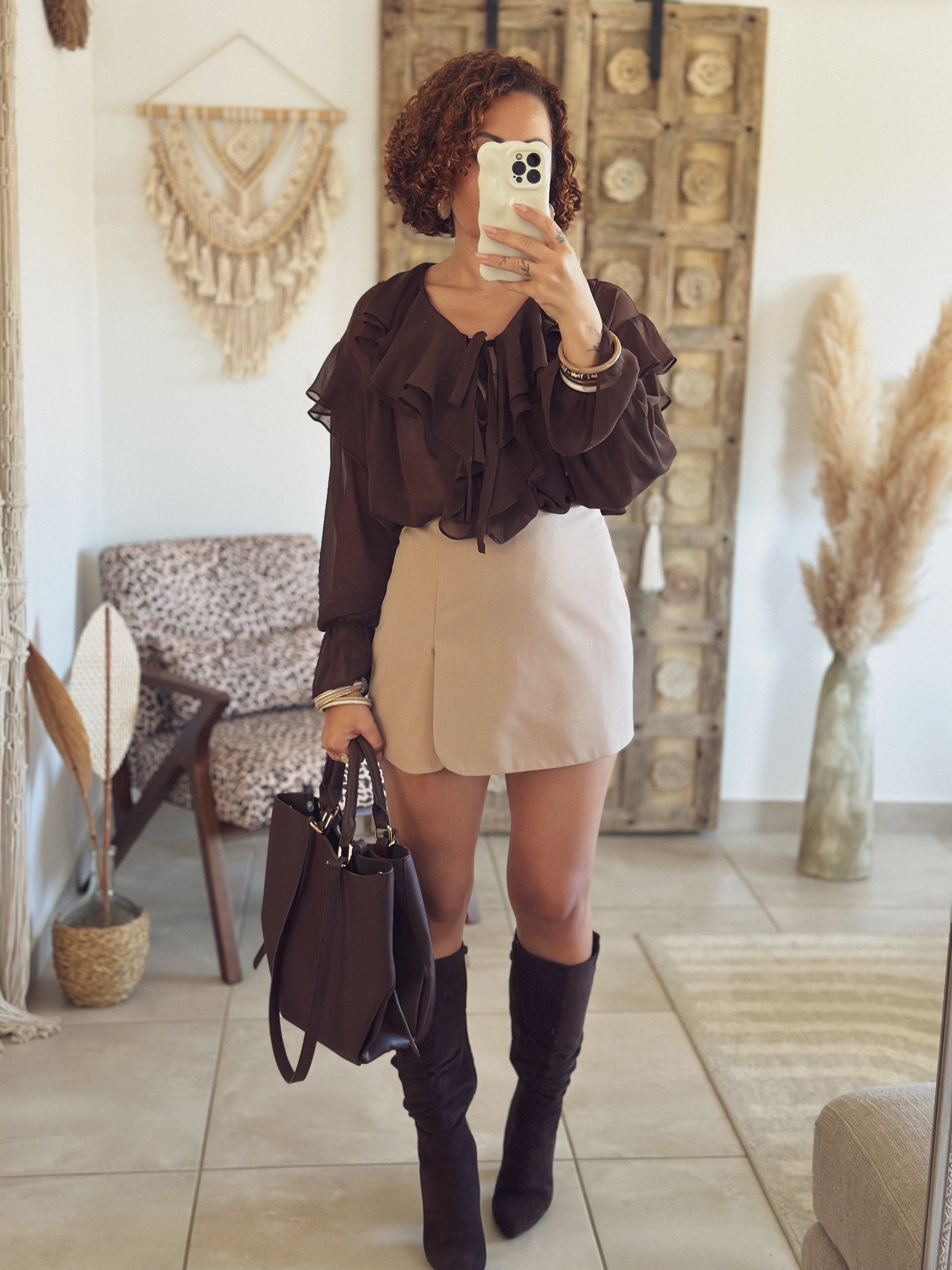 Blouse Anastasia – Volants chocolat