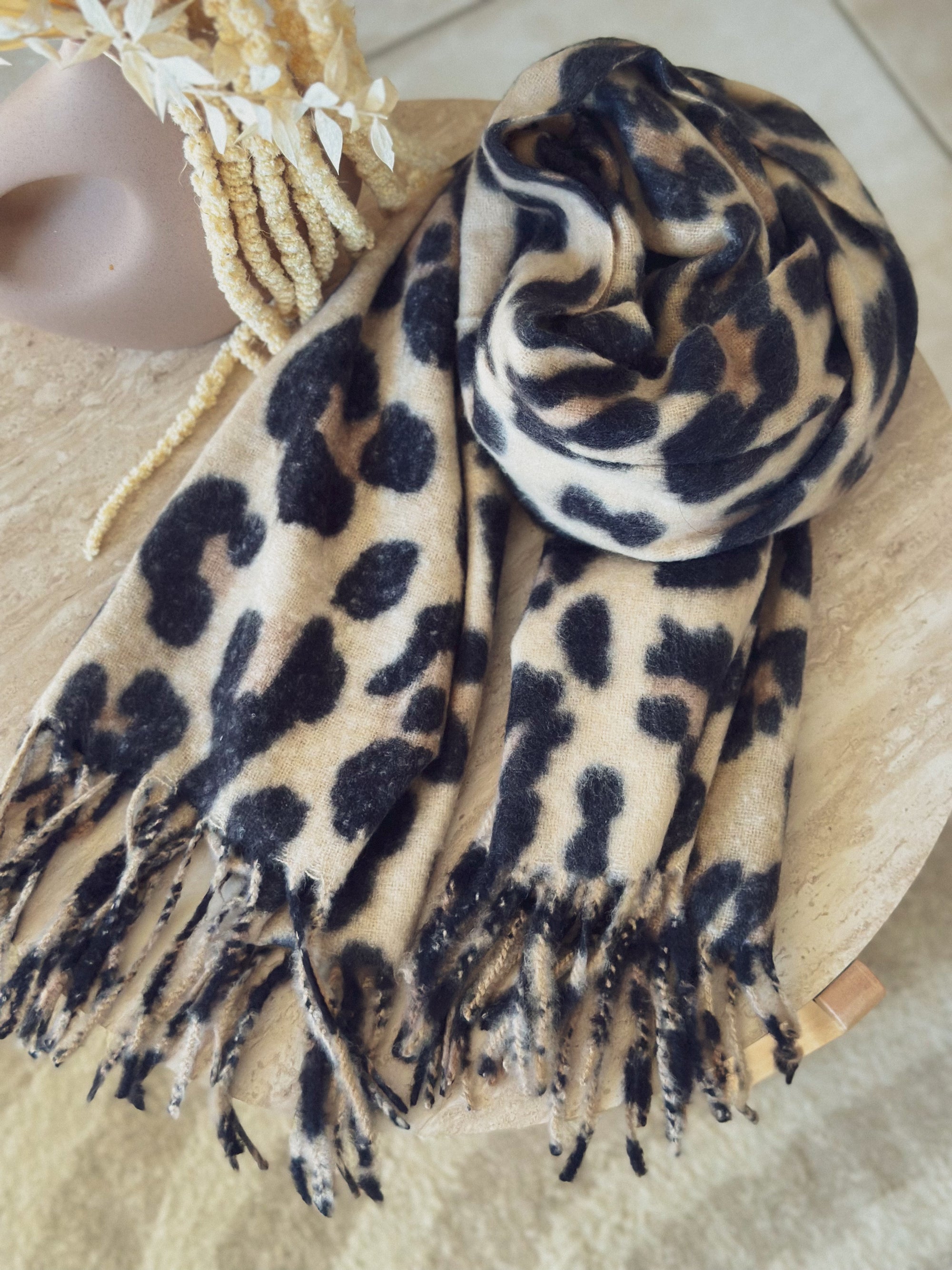 Écharpe Ava – Léopard Beige