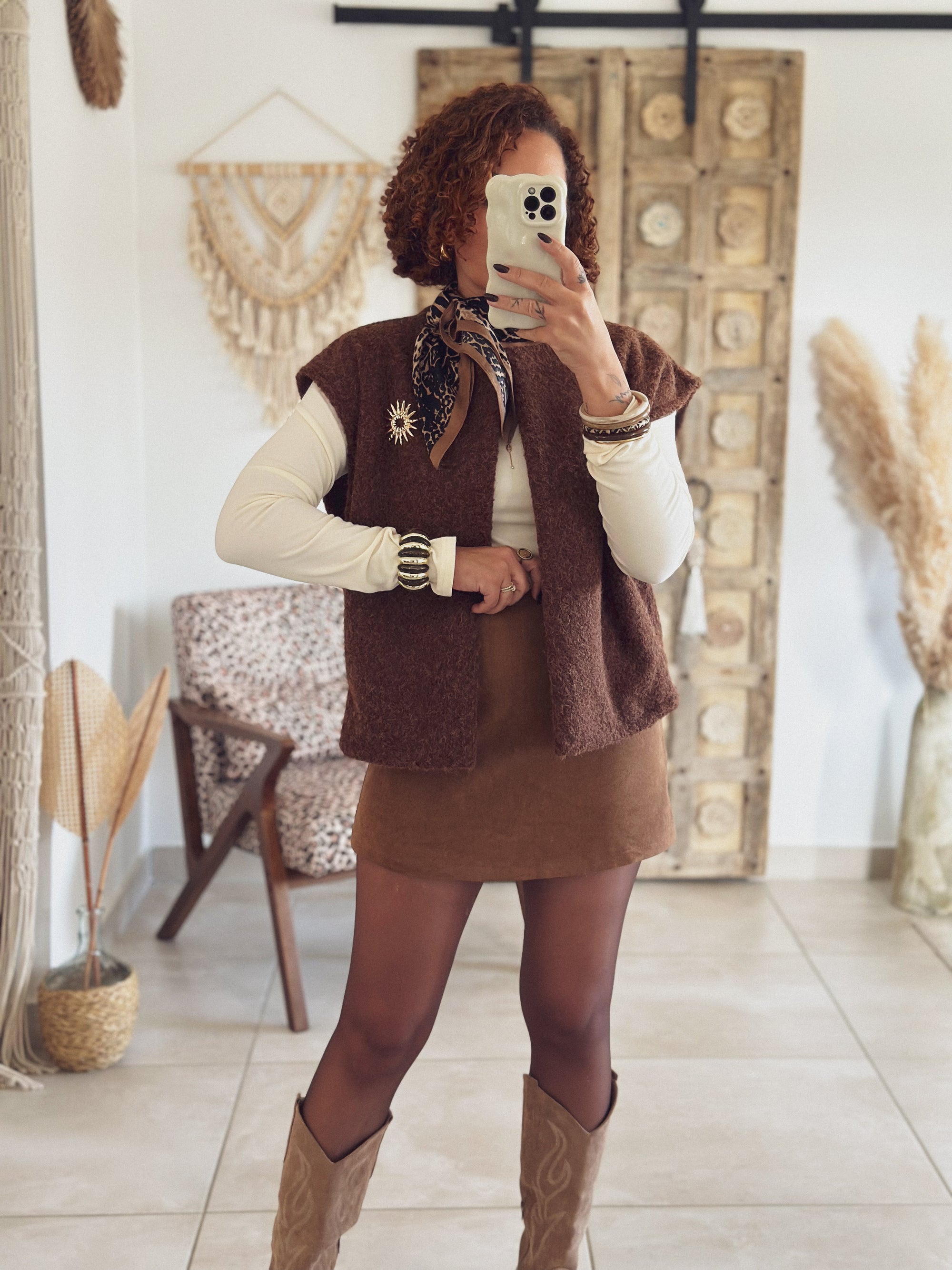 Jupe-short Léonie – Suédine Camel