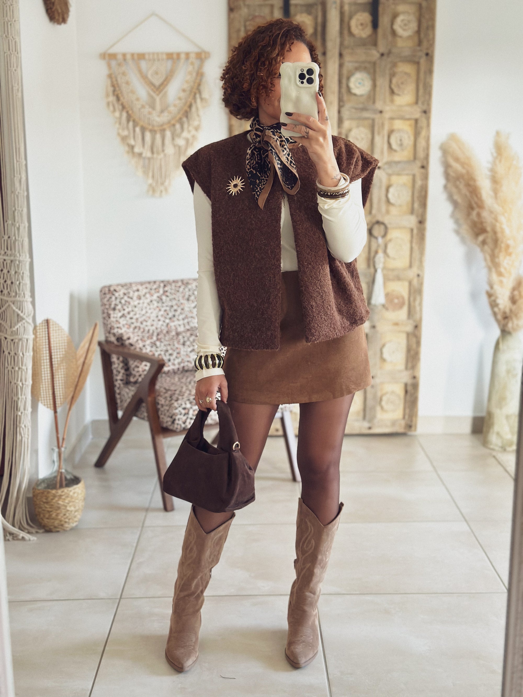 Jupe-short Léonie – Suédine Camel