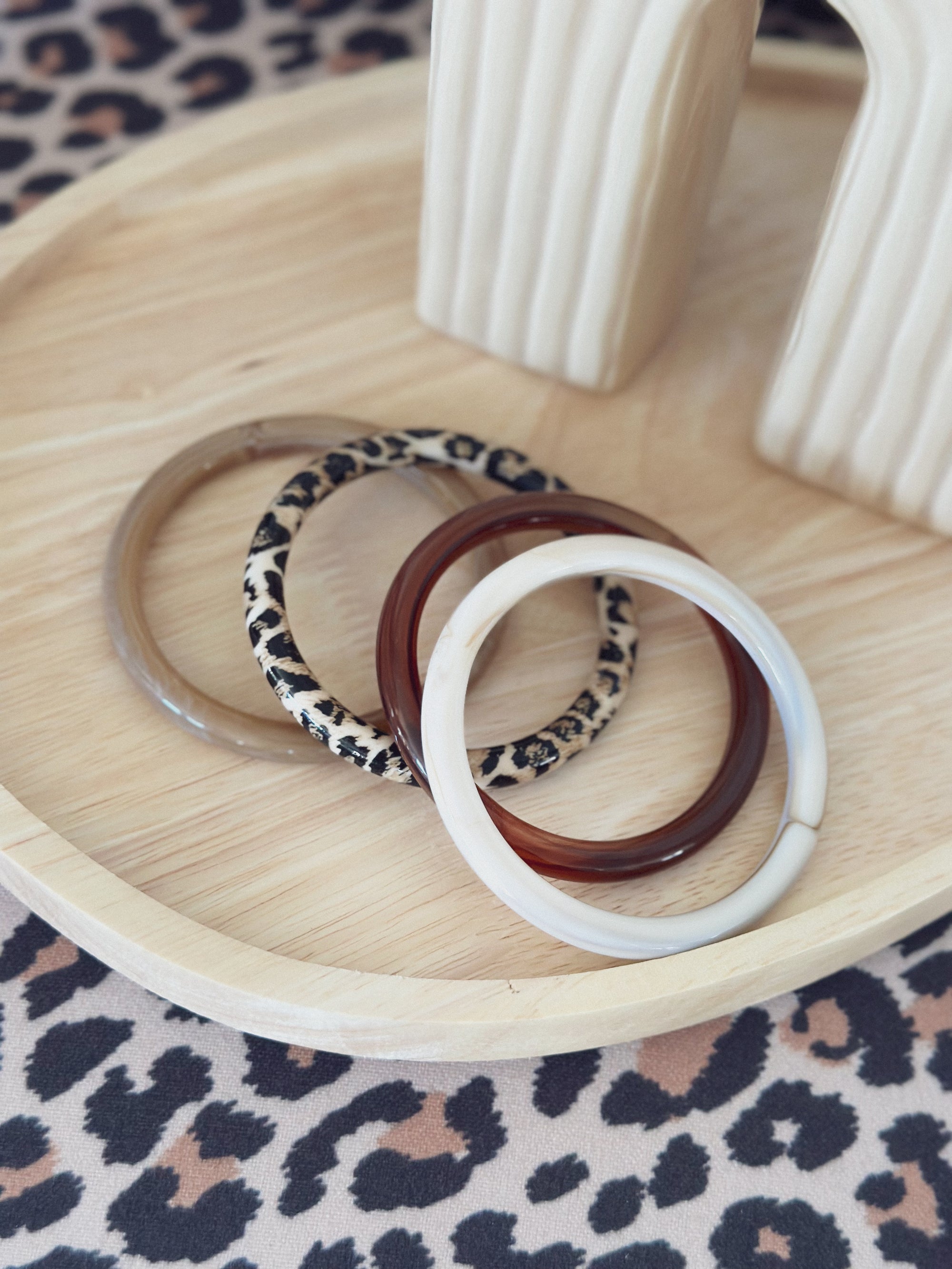 Bracelets Inès – Lot léopard & bruns