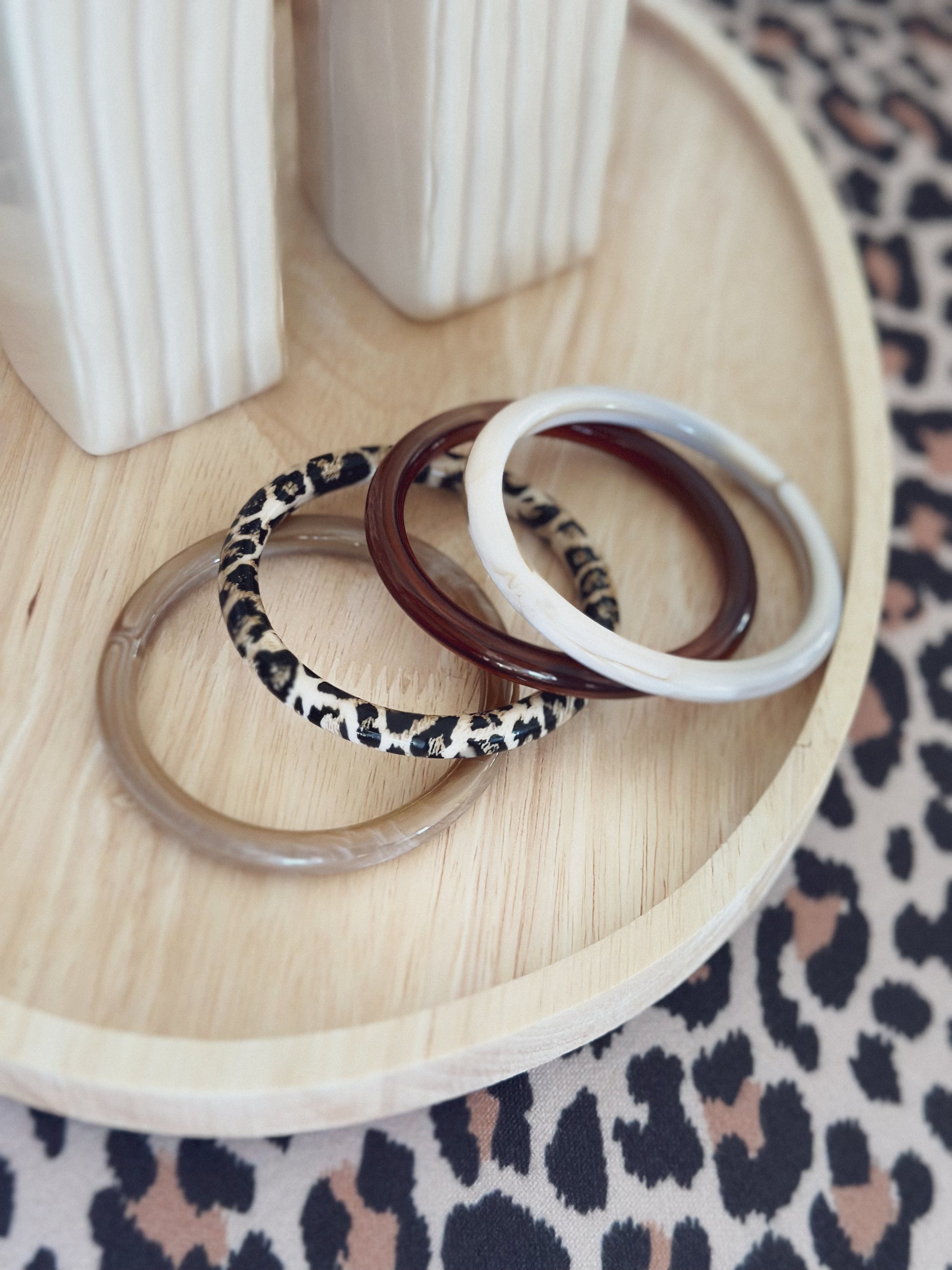 Bracelets Inès – Lot léopard & bruns