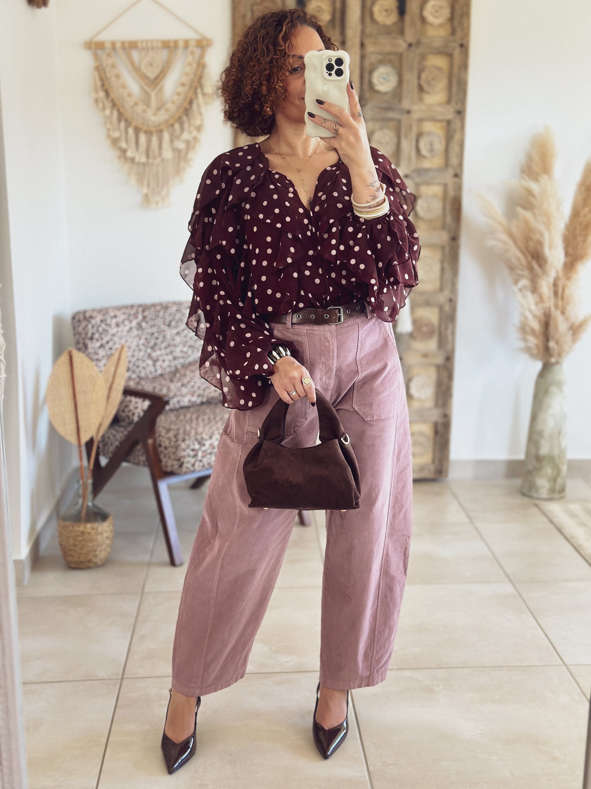 Pantalon Kaly – Velours Rose
