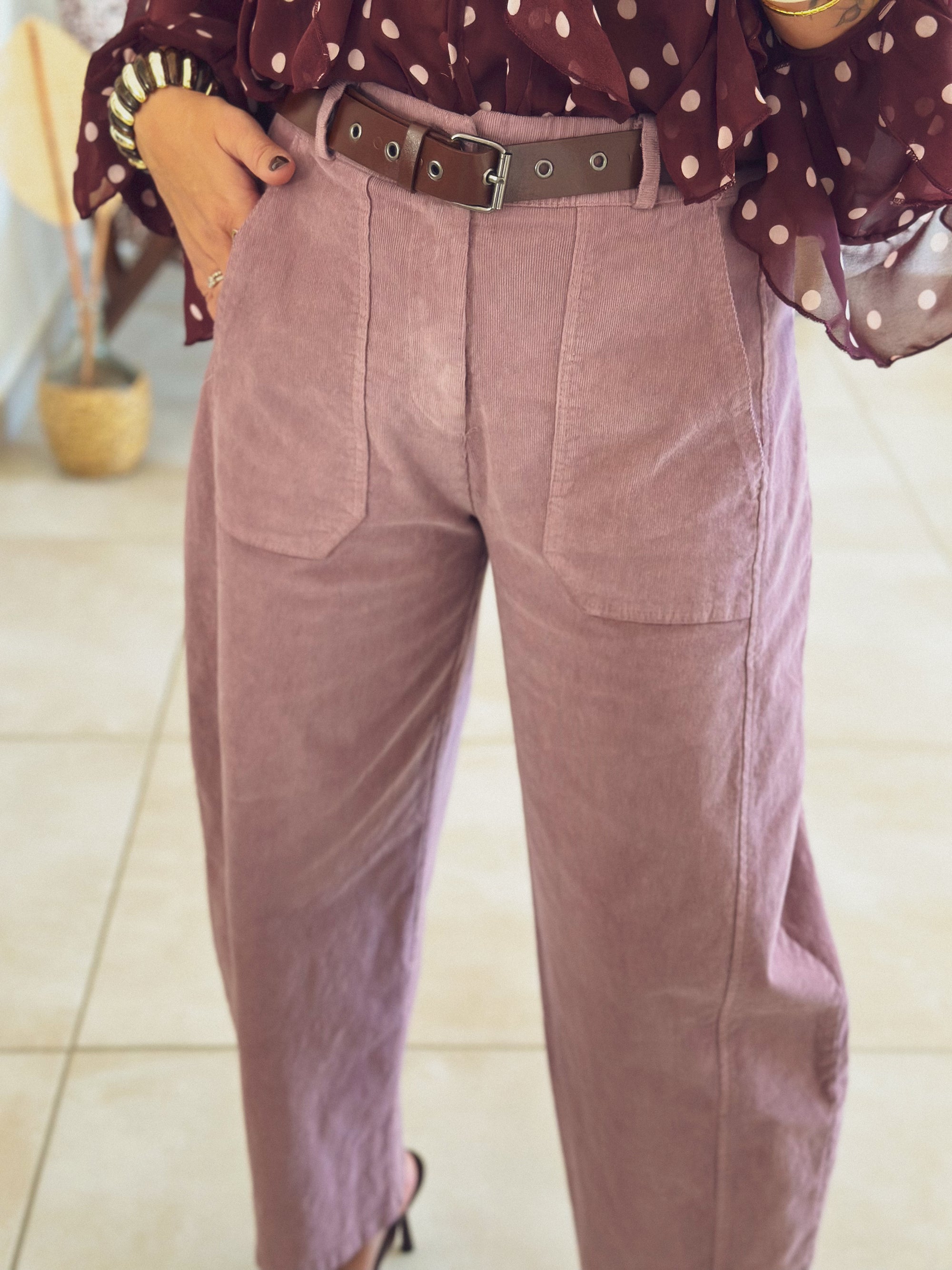Pantalon Kaly – Velours Rose