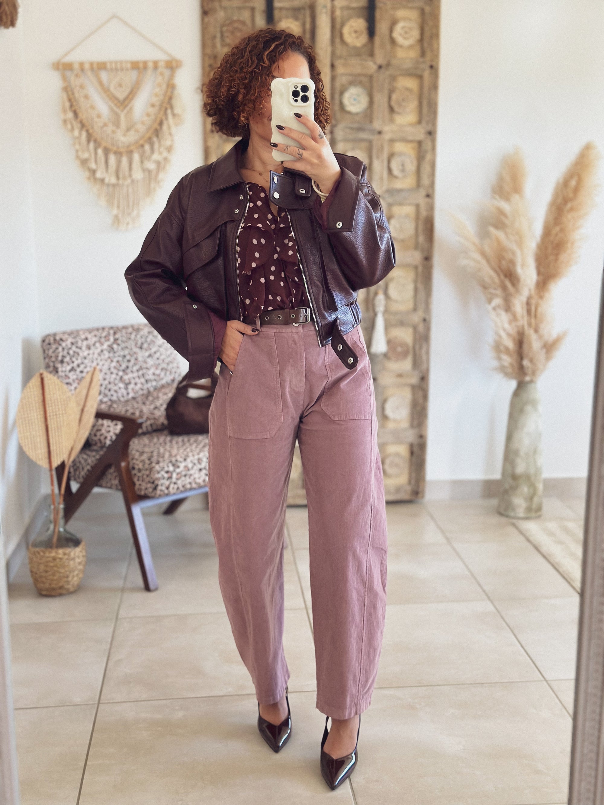Pantalon Kaly – Velours Rose