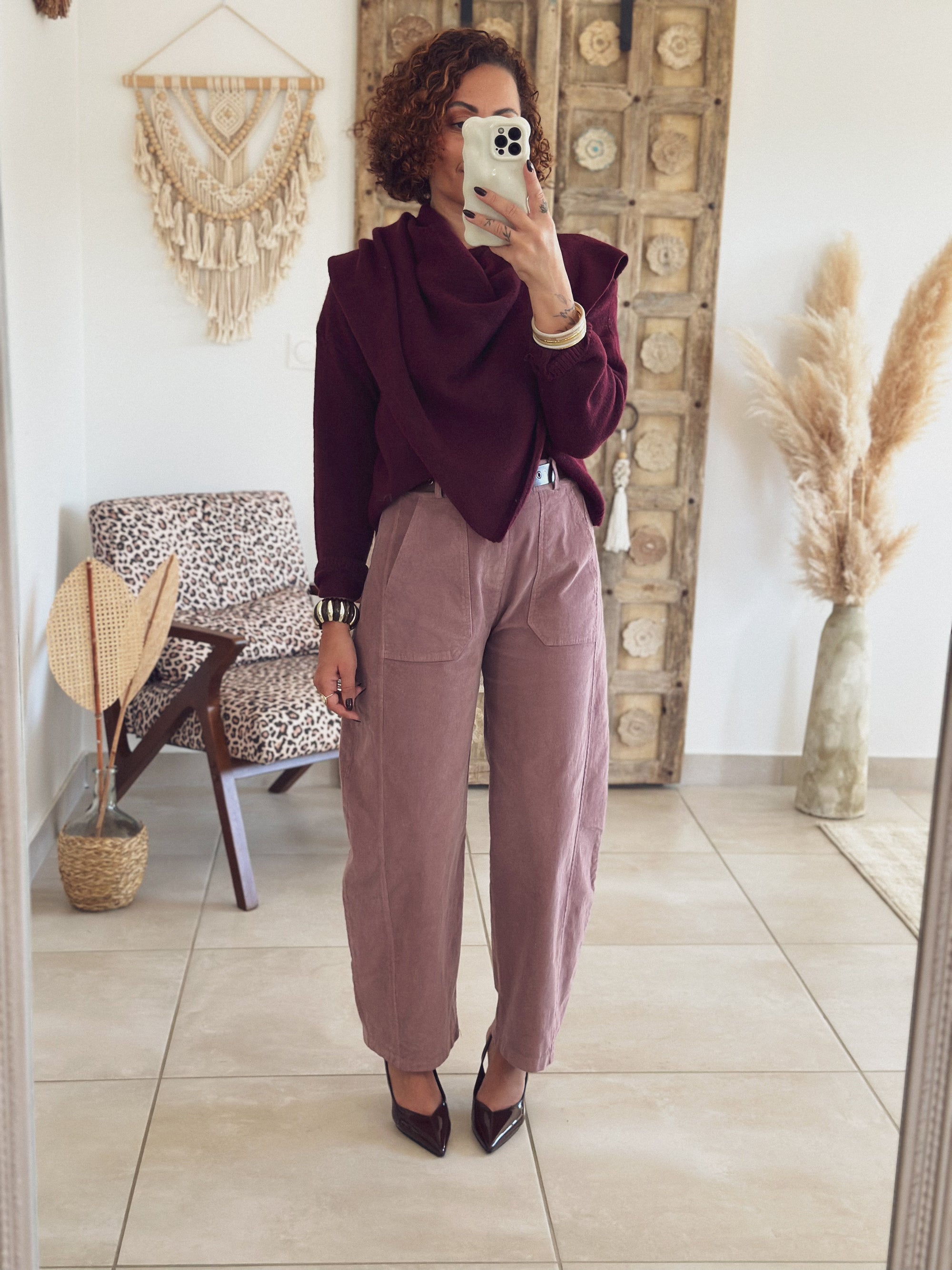 Pantalon Kaly – Velours Rose