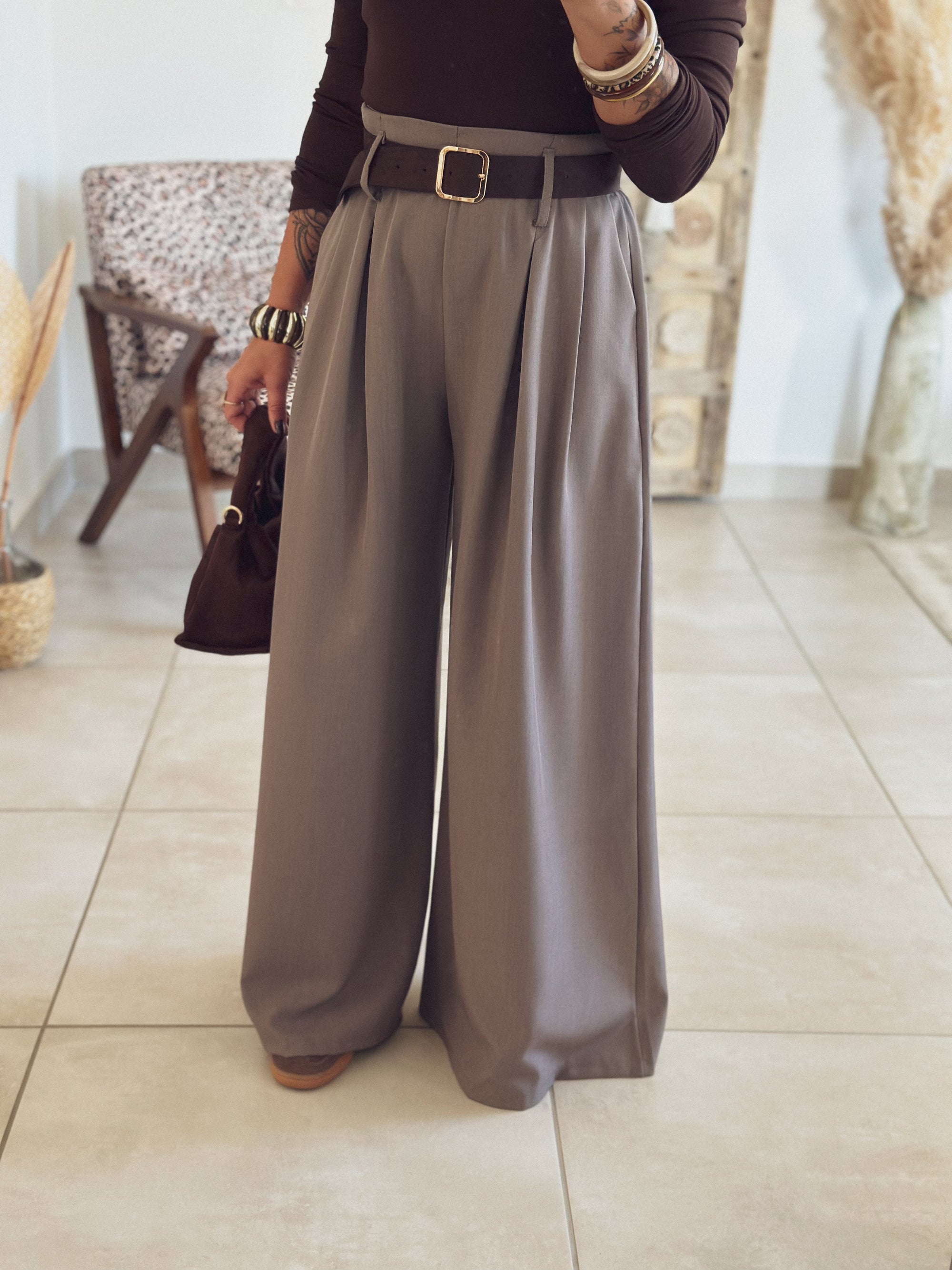 Pantalon Naïla – Palazzo gris