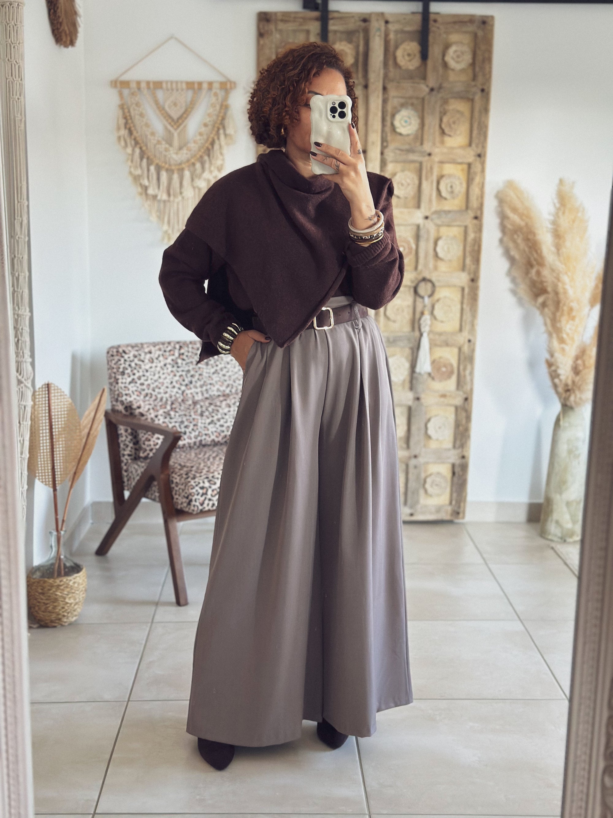 Pantalon Naïla – Palazzo gris