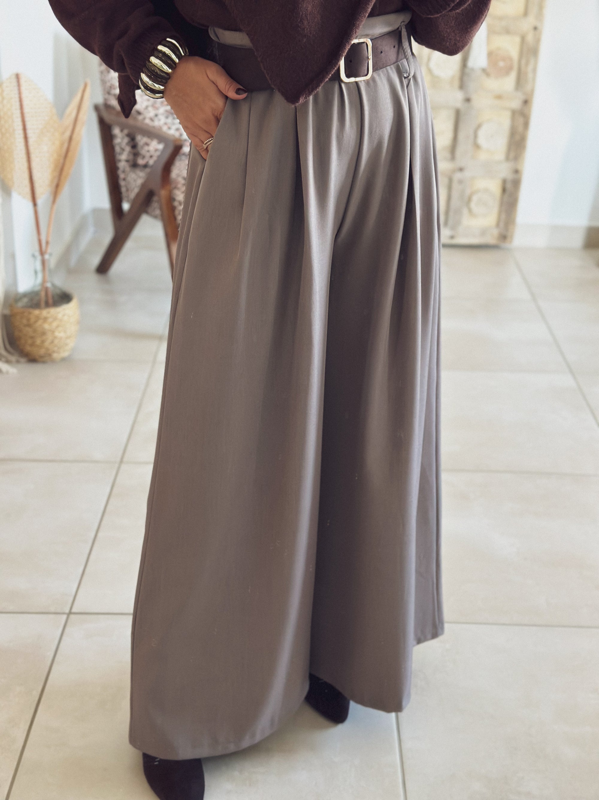 Pantalon Naïla – Palazzo gris
