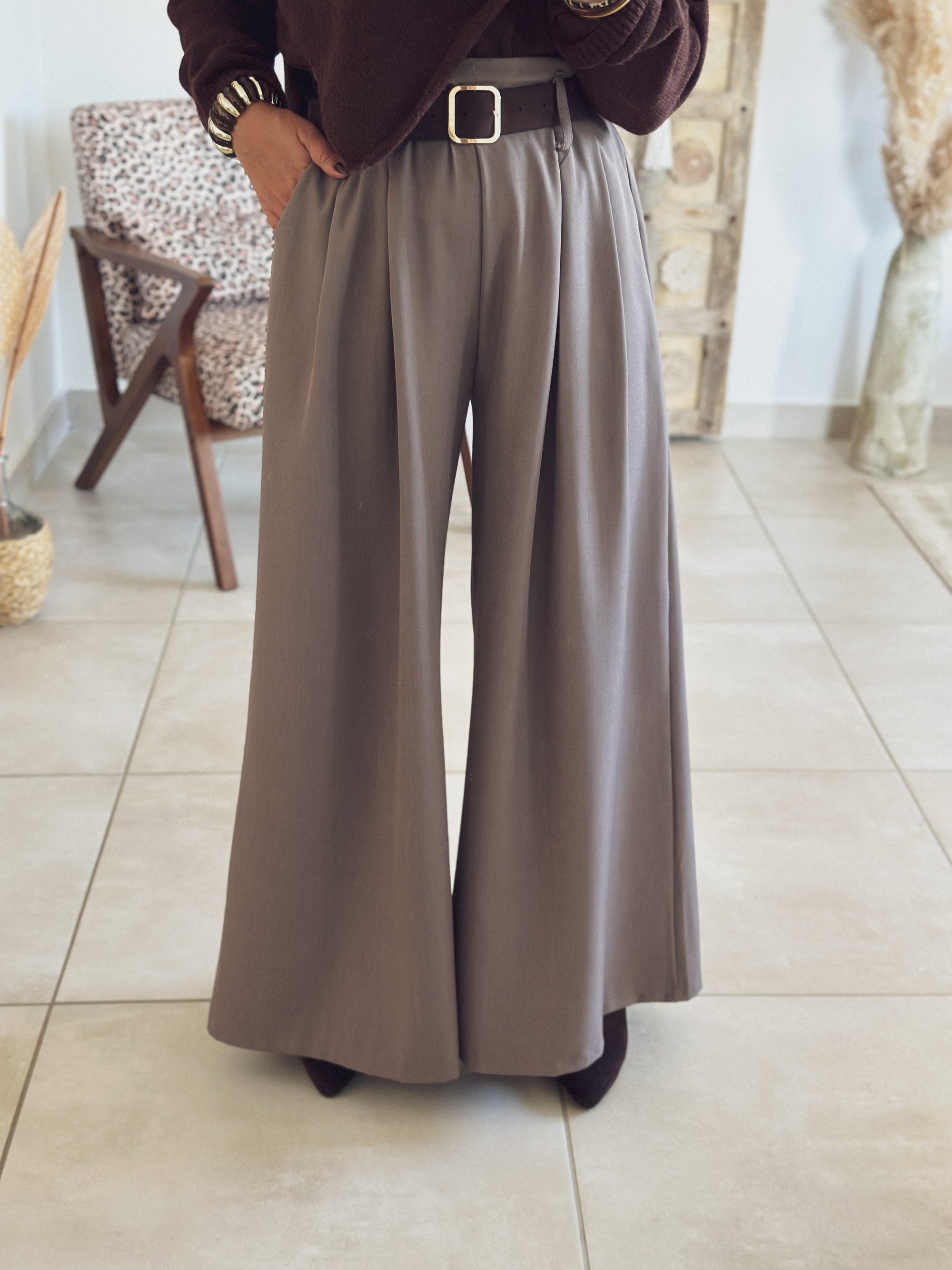 Pantalon Naïla – Palazzo gris