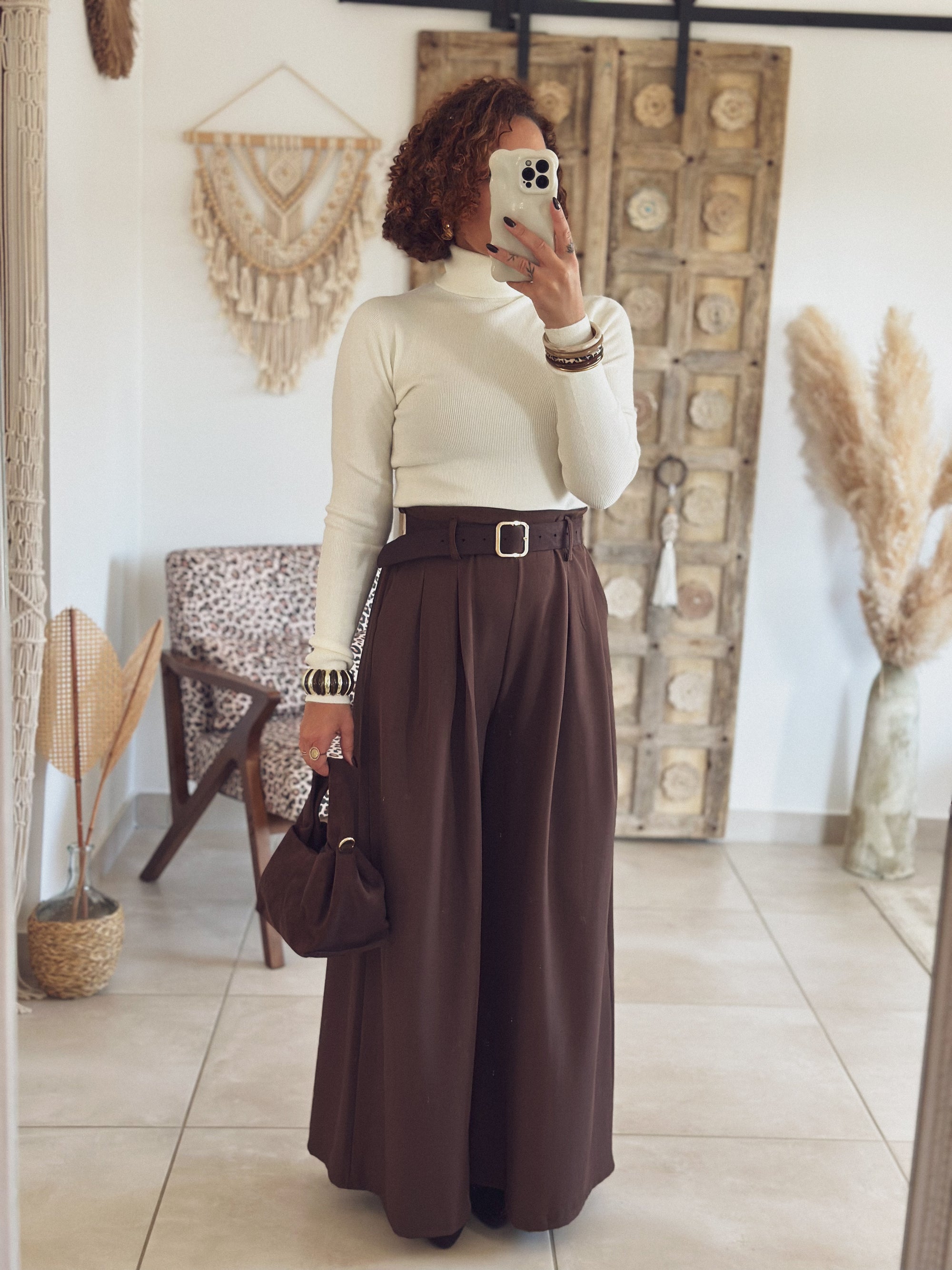 Pull Sélène – Col roulé Écru