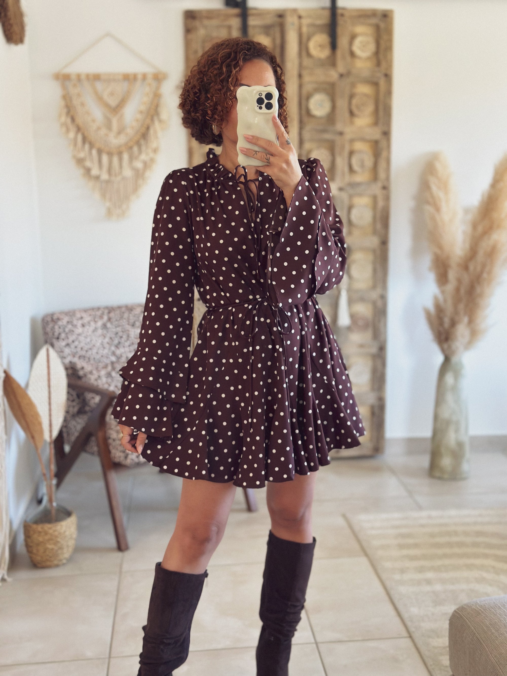 Robe Isadora – Chocolat à pois