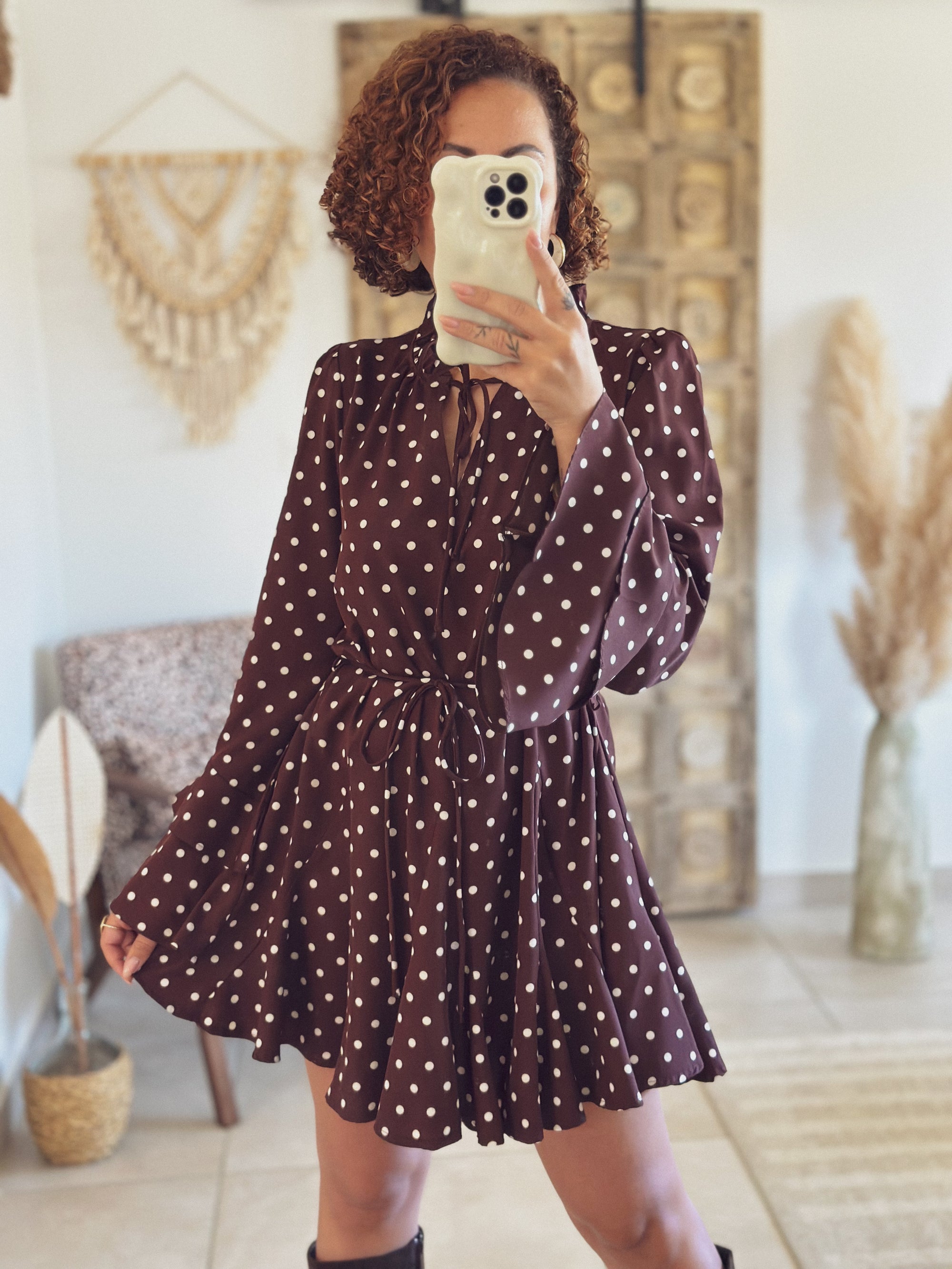 Robe Isadora – Chocolat à pois