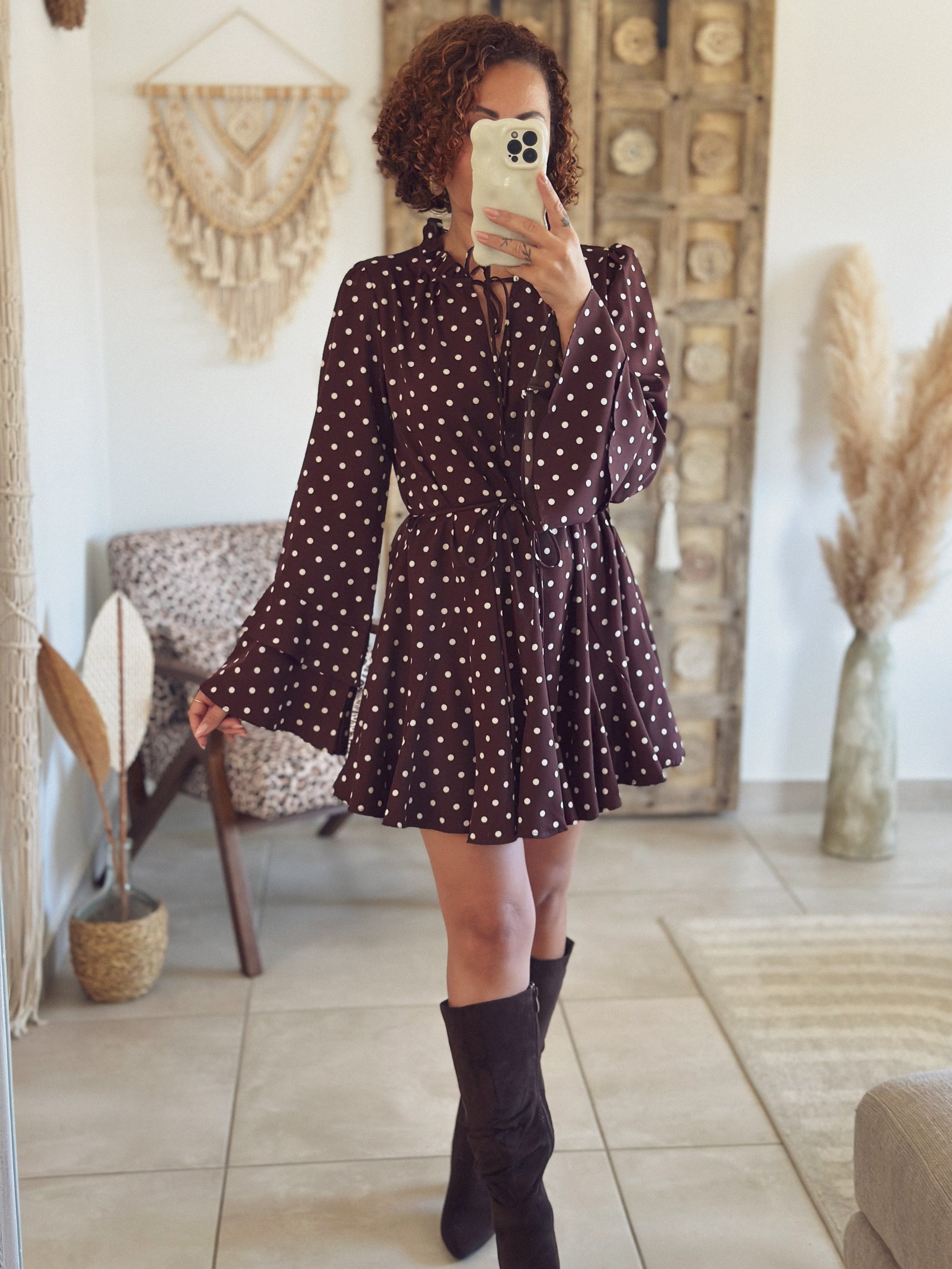 Robe Isadora – Chocolat à pois