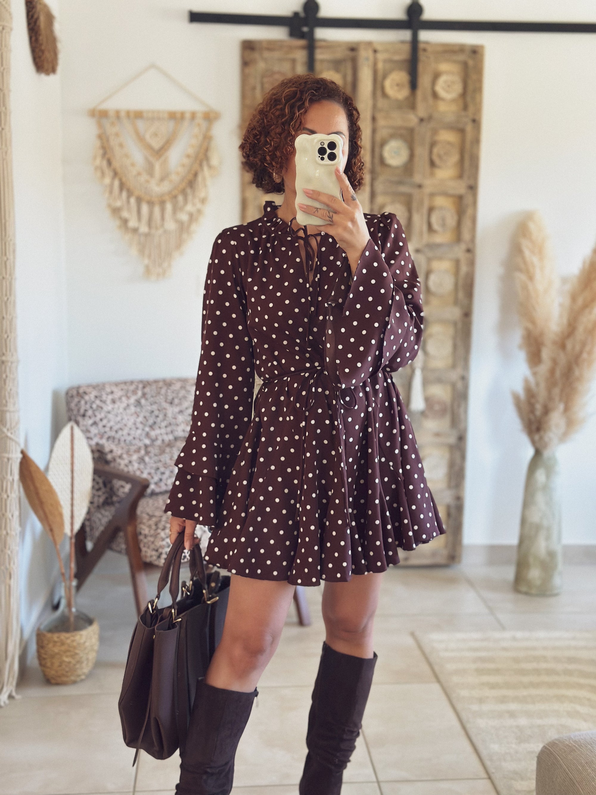 Robe Isadora – Chocolat à pois