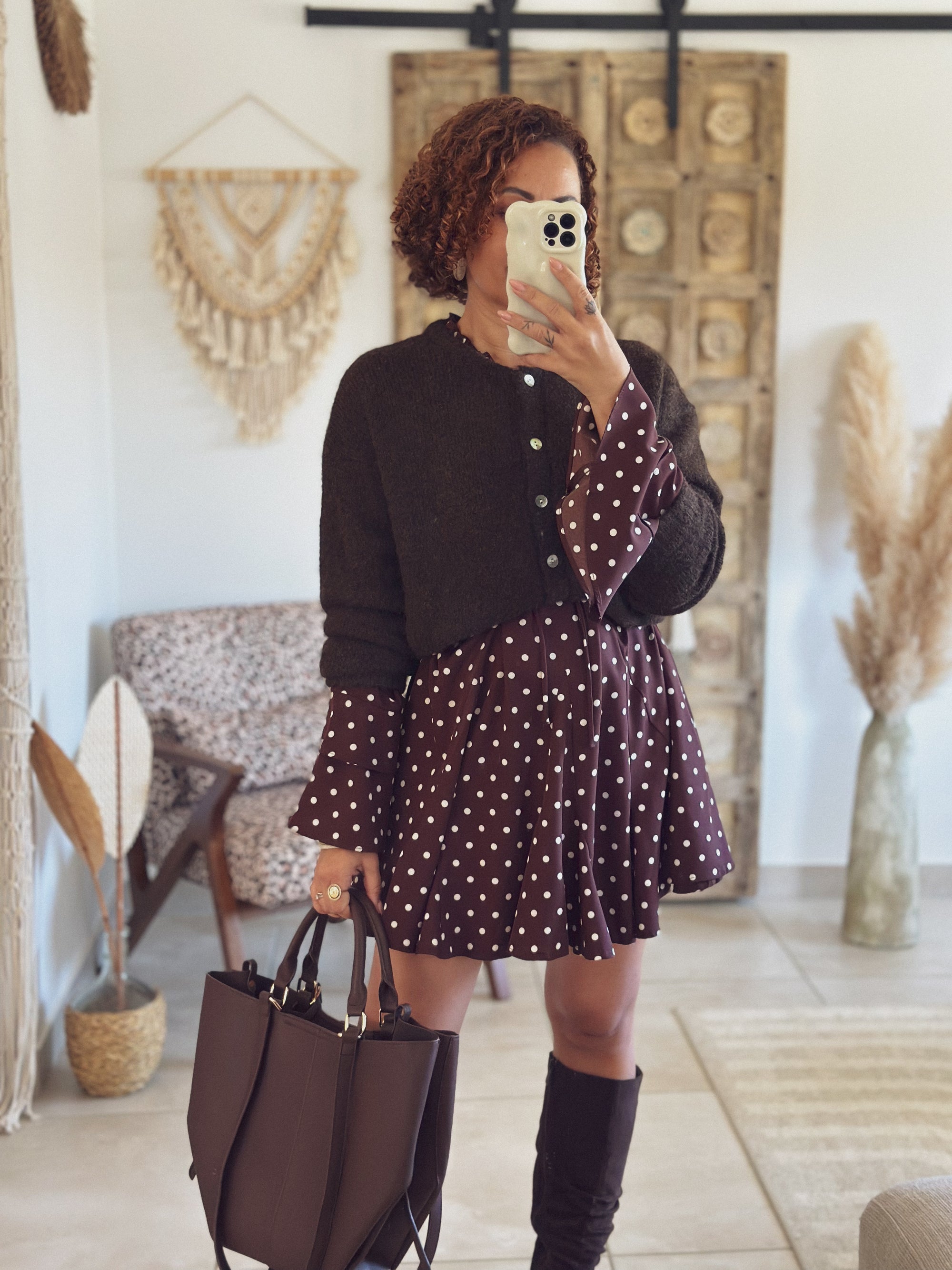 Robe Isadora – Chocolat à pois