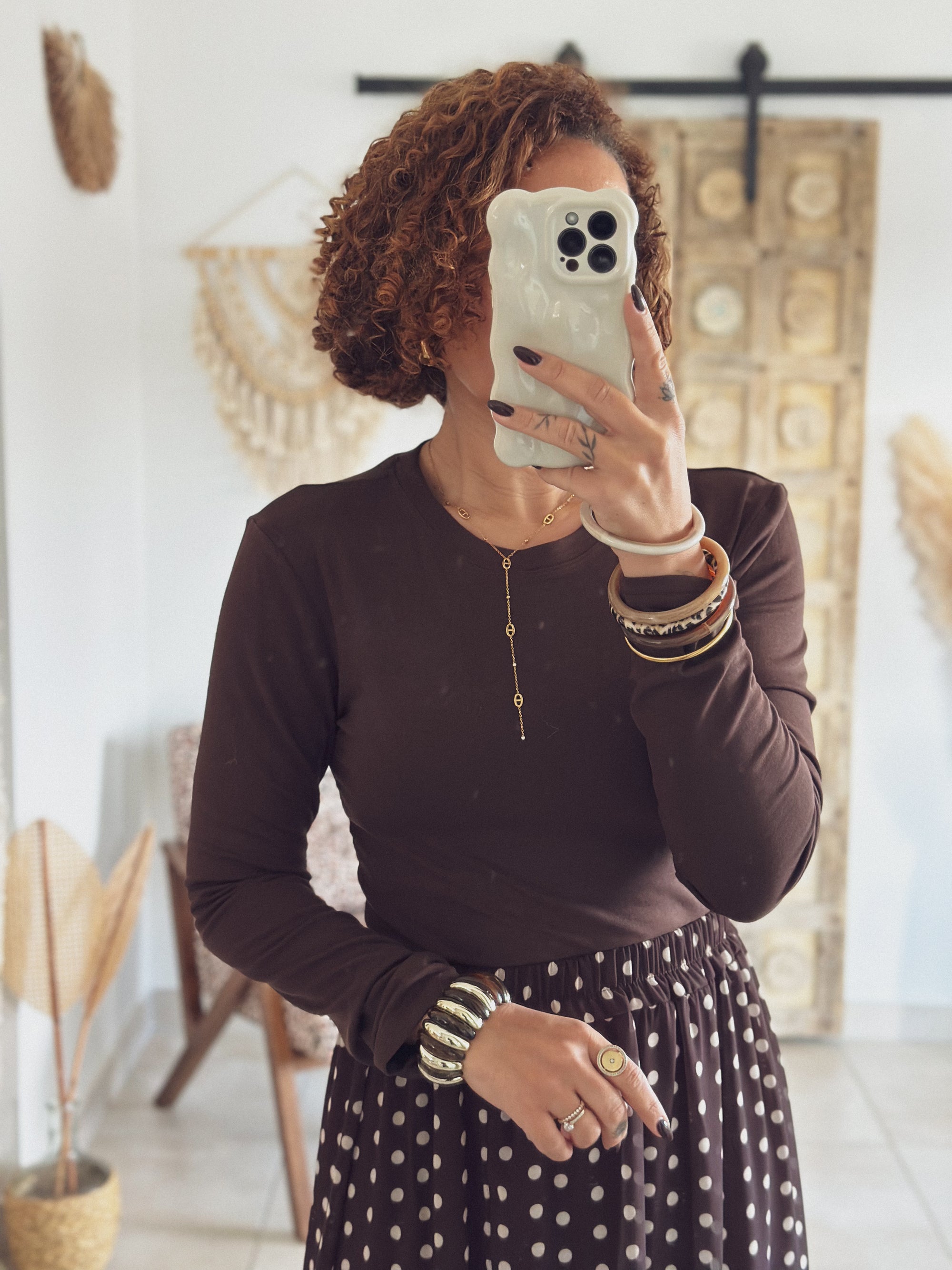 T-shirt Lina – Manches longues Marron