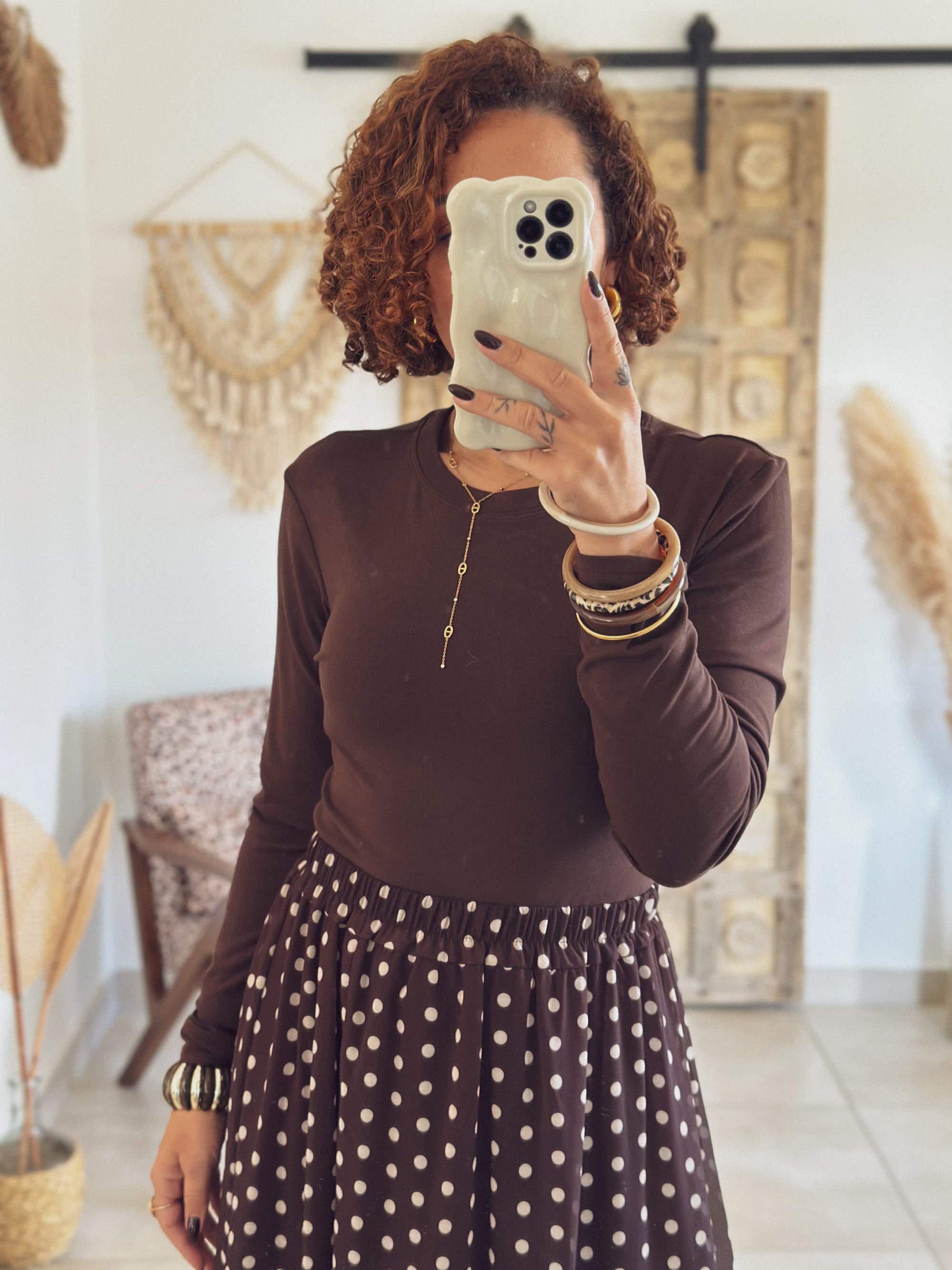 T-shirt Lina – Manches longues Marron