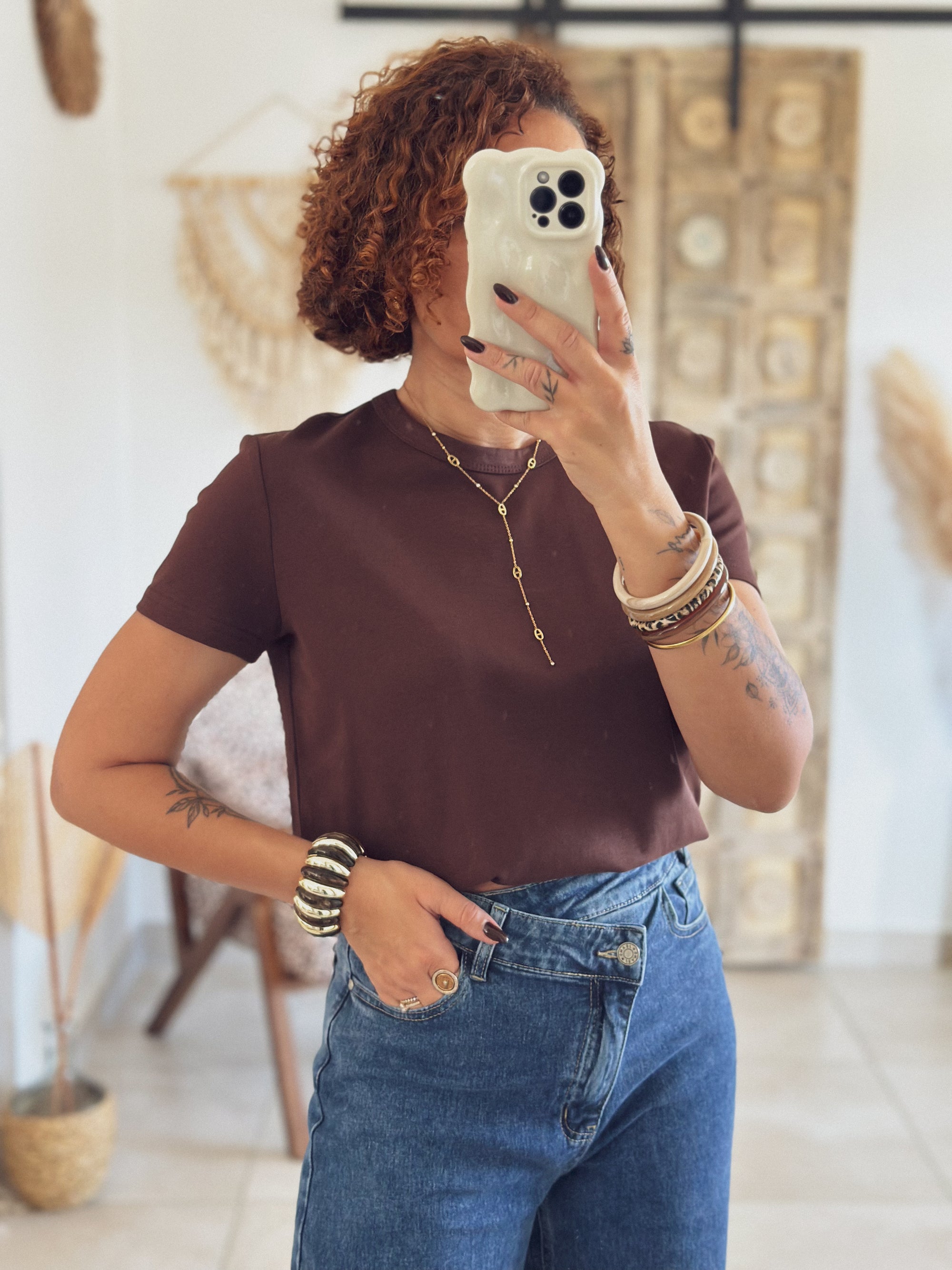 T-shirt Olivia – Manches courtes Chocolat