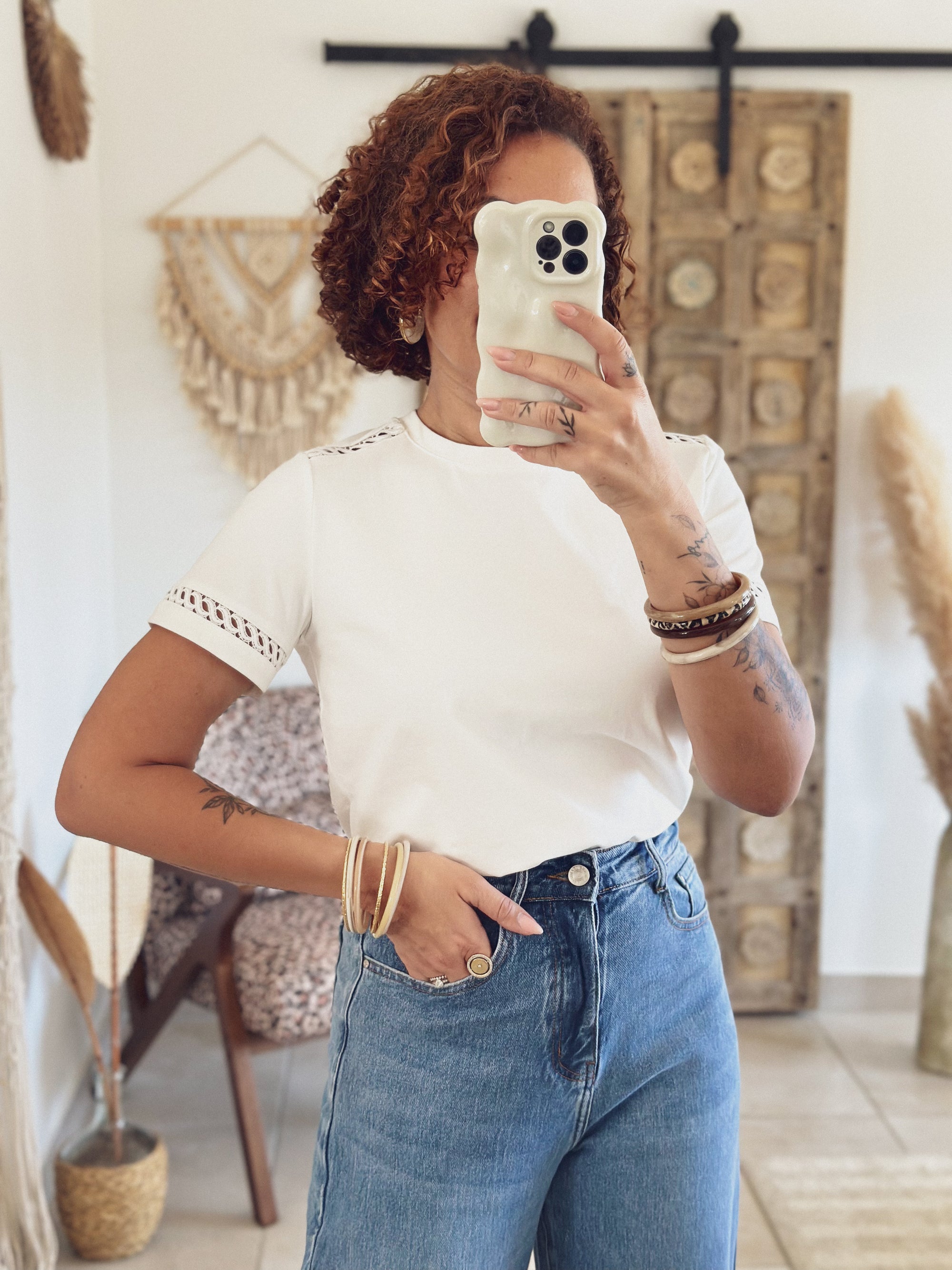 T-shirt Maëlys – Blanc dentelle