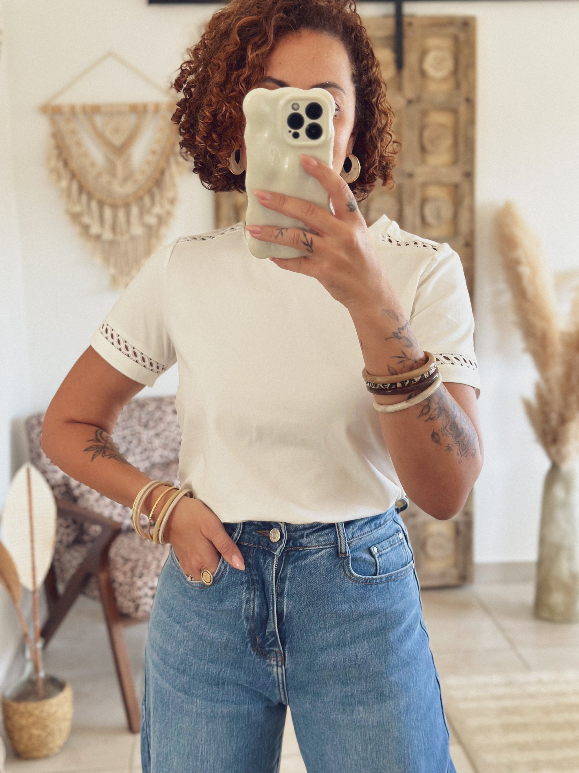 T-shirt Maëlys – Blanc dentelle