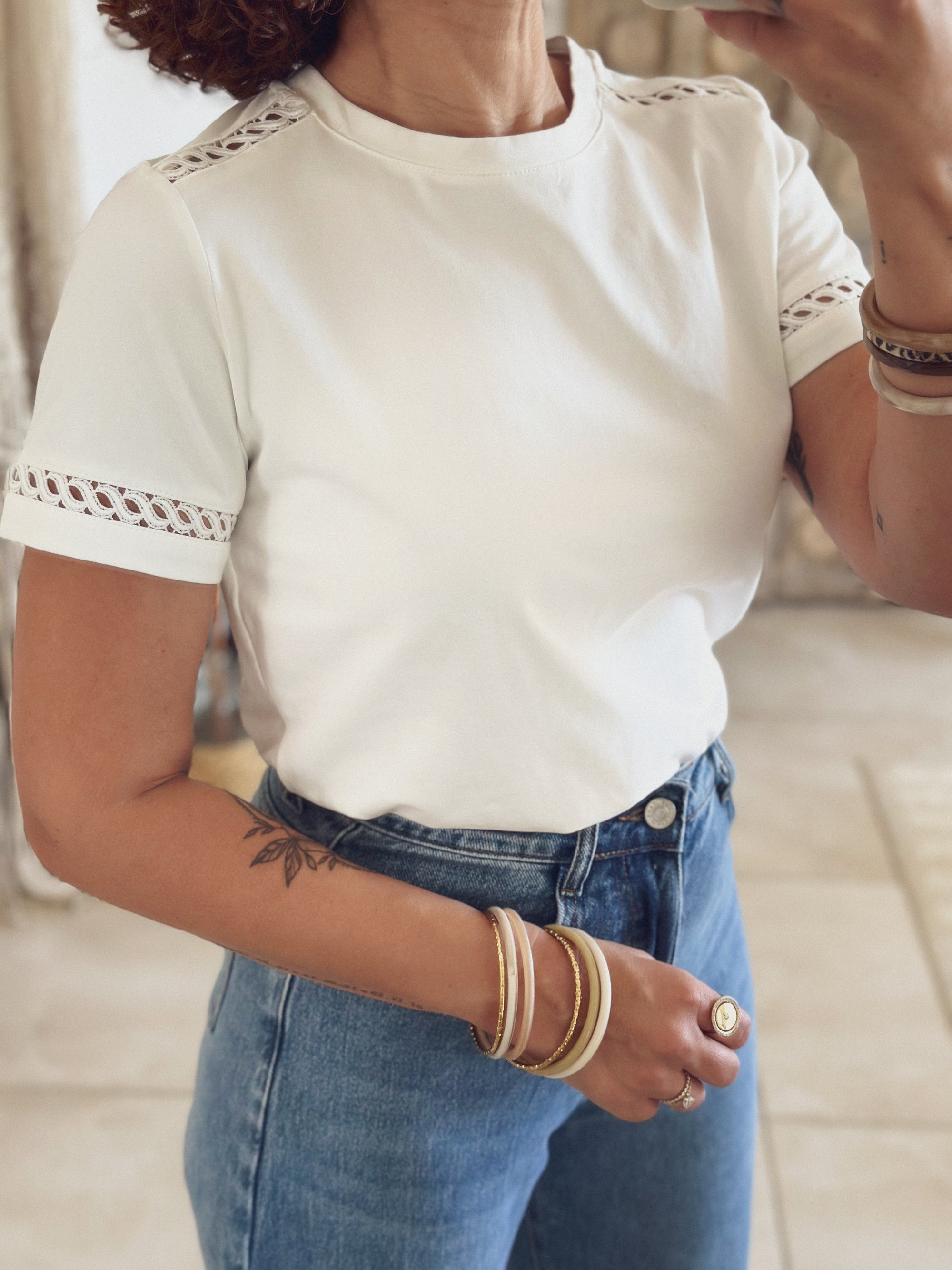 T-shirt Maëlys – Blanc dentelle