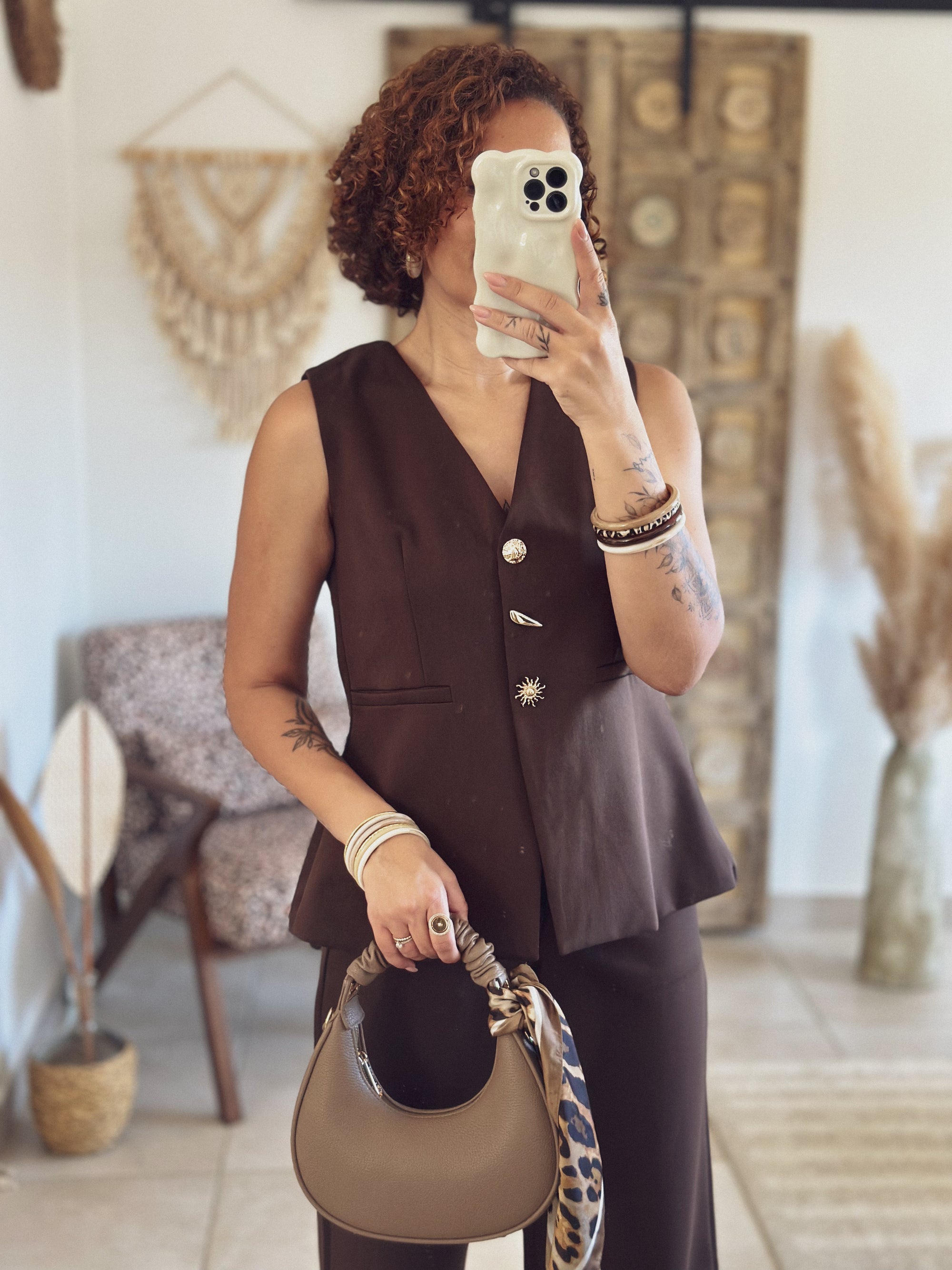 Veste Chiara – Sans manches chocolat