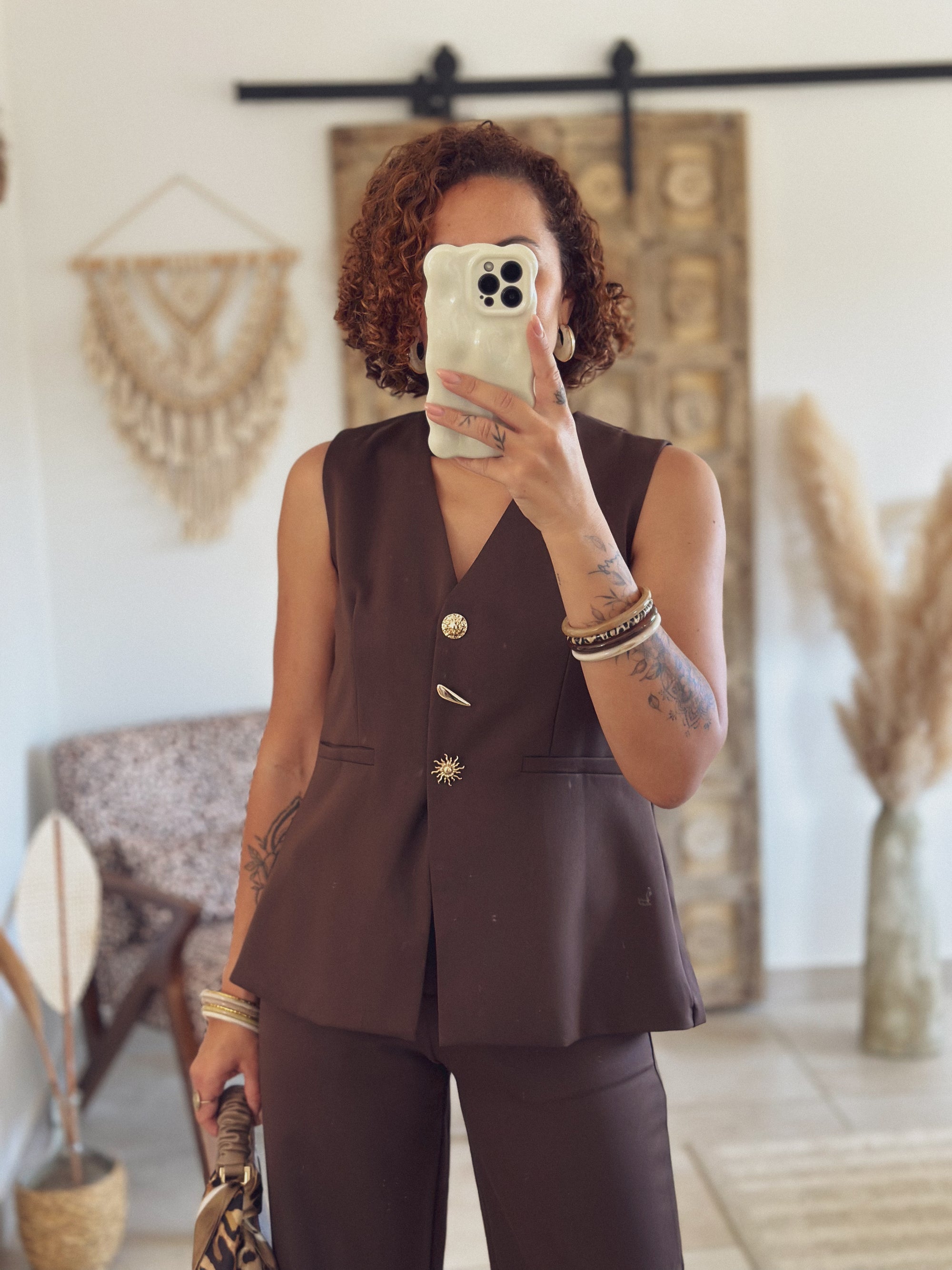Veste Chiara – Sans manches chocolat