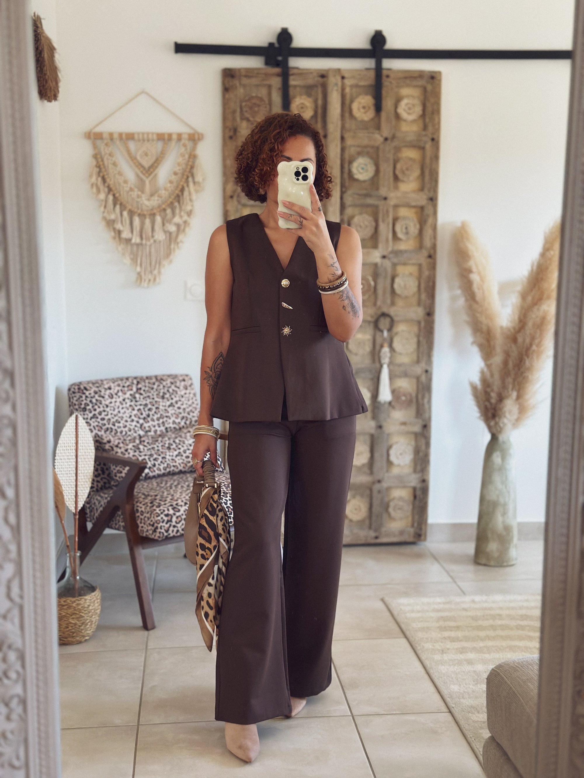 Veste Chiara – Sans manches chocolat