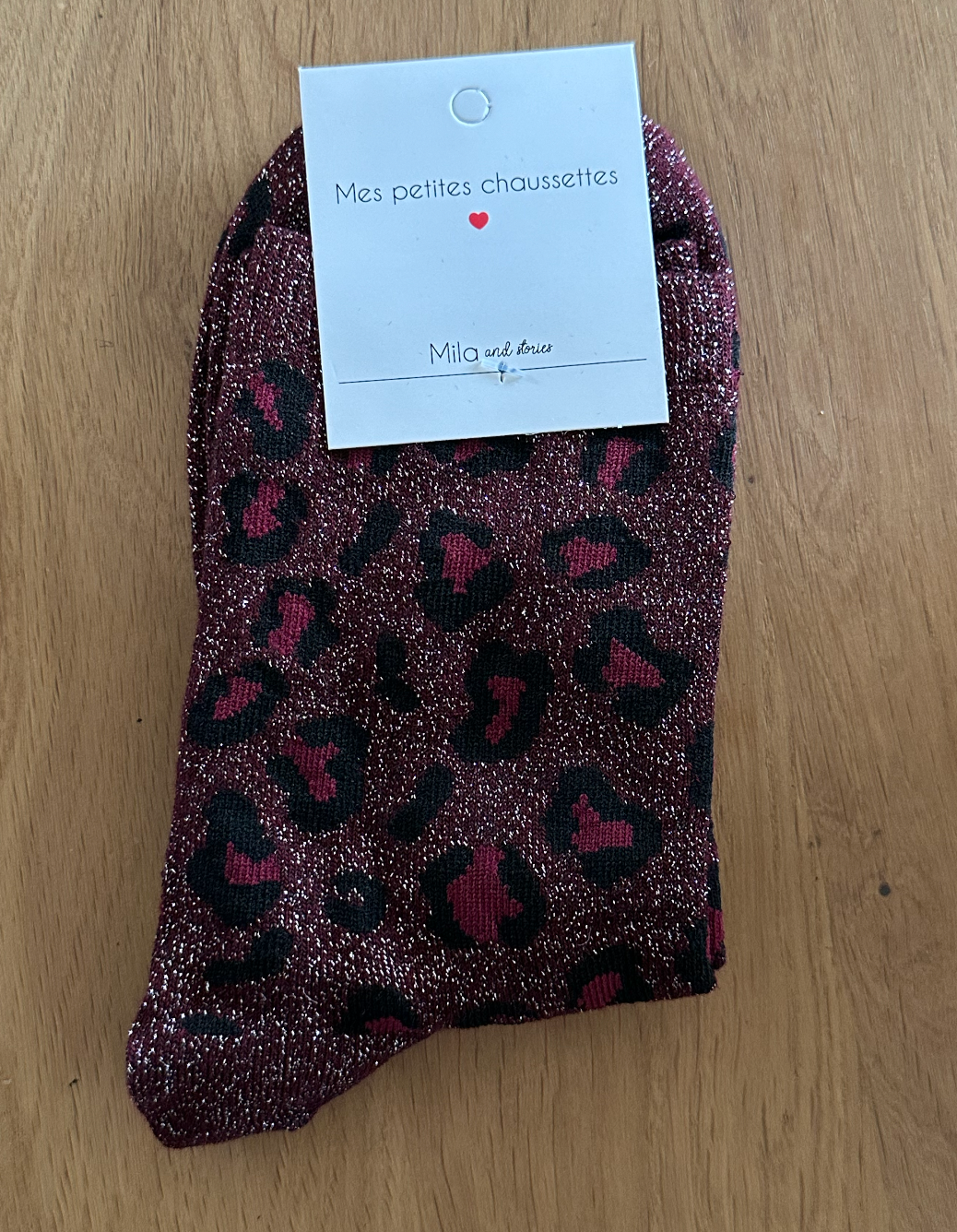 Chaussettes Véria - Léopard Bordeaux