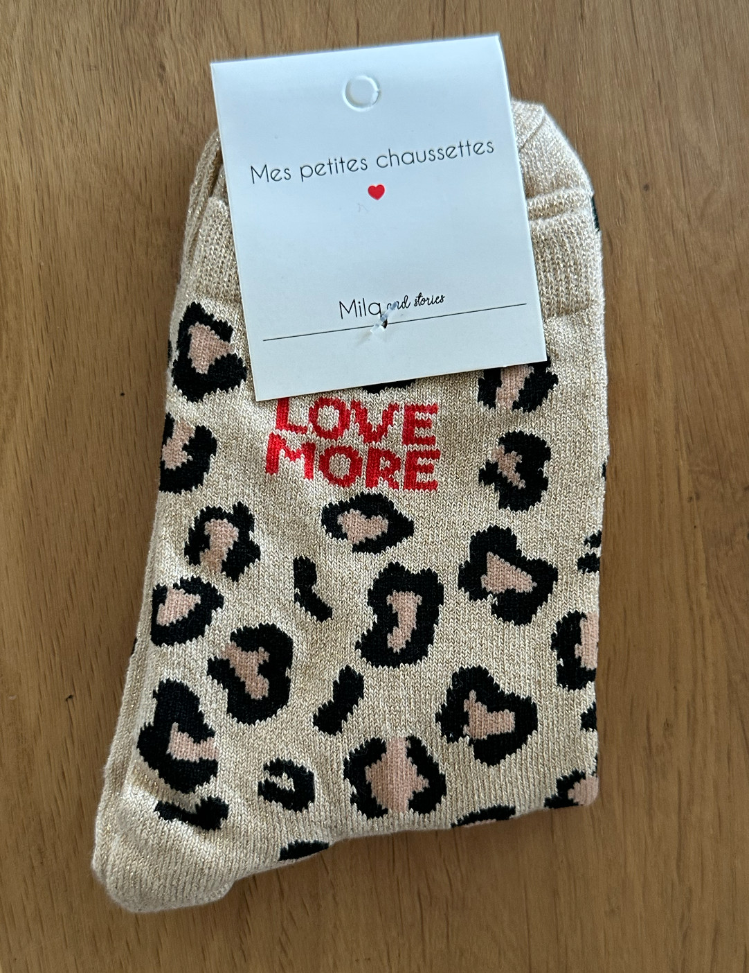 Chaussettes Love More - Léopard Beige