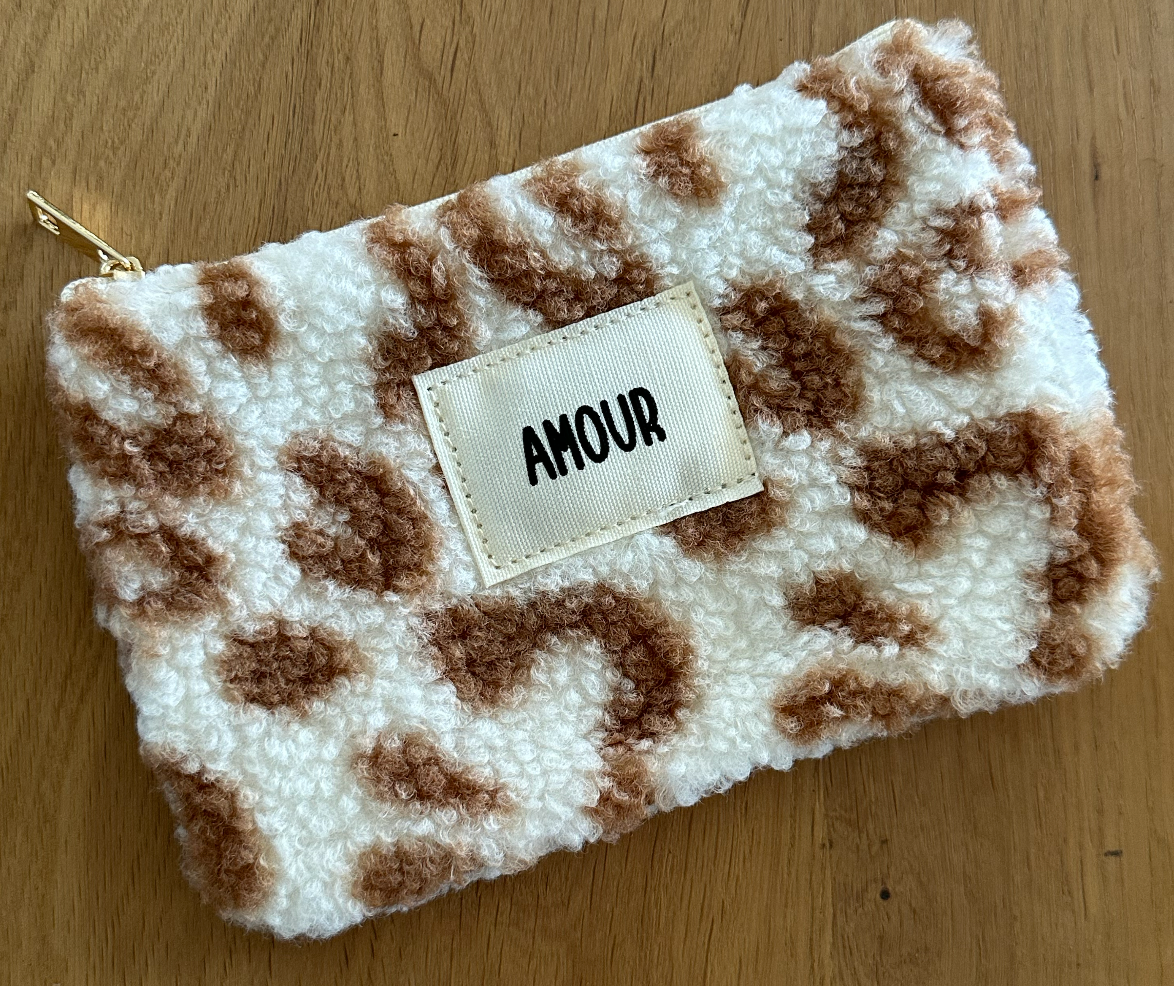 Pochette Amour - Sherpa Léopard Blanc & Camel