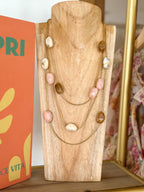 Collier Bree - Triple rose & beige