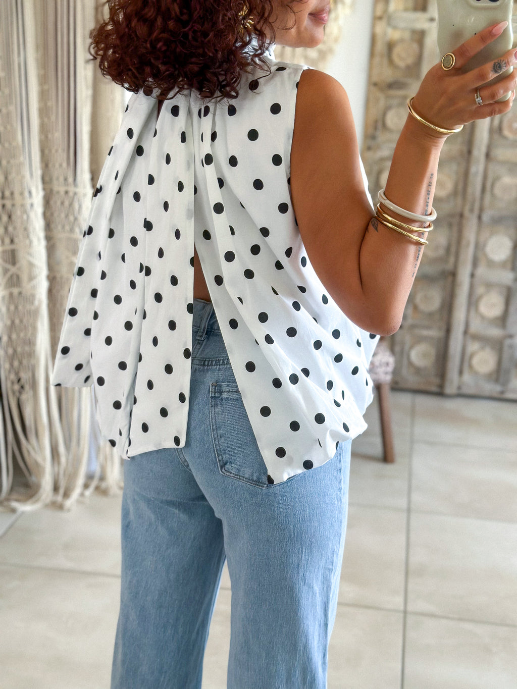 Blouse Bali - Blanche à pois