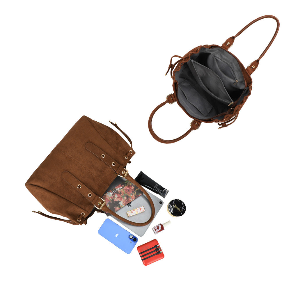 Mariela Bag - Large brown suede tote