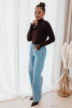 Pull Farah - col montant chocolat à dentelle