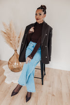 Pull Farah - col montant chocolat à dentelle