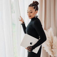 Pull Farah - col montant noir à dentelle