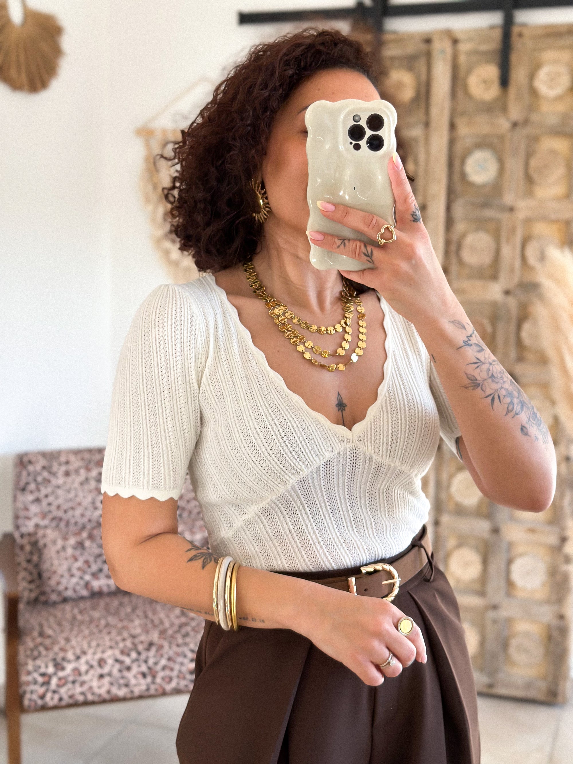 Top Léane - Maille crème