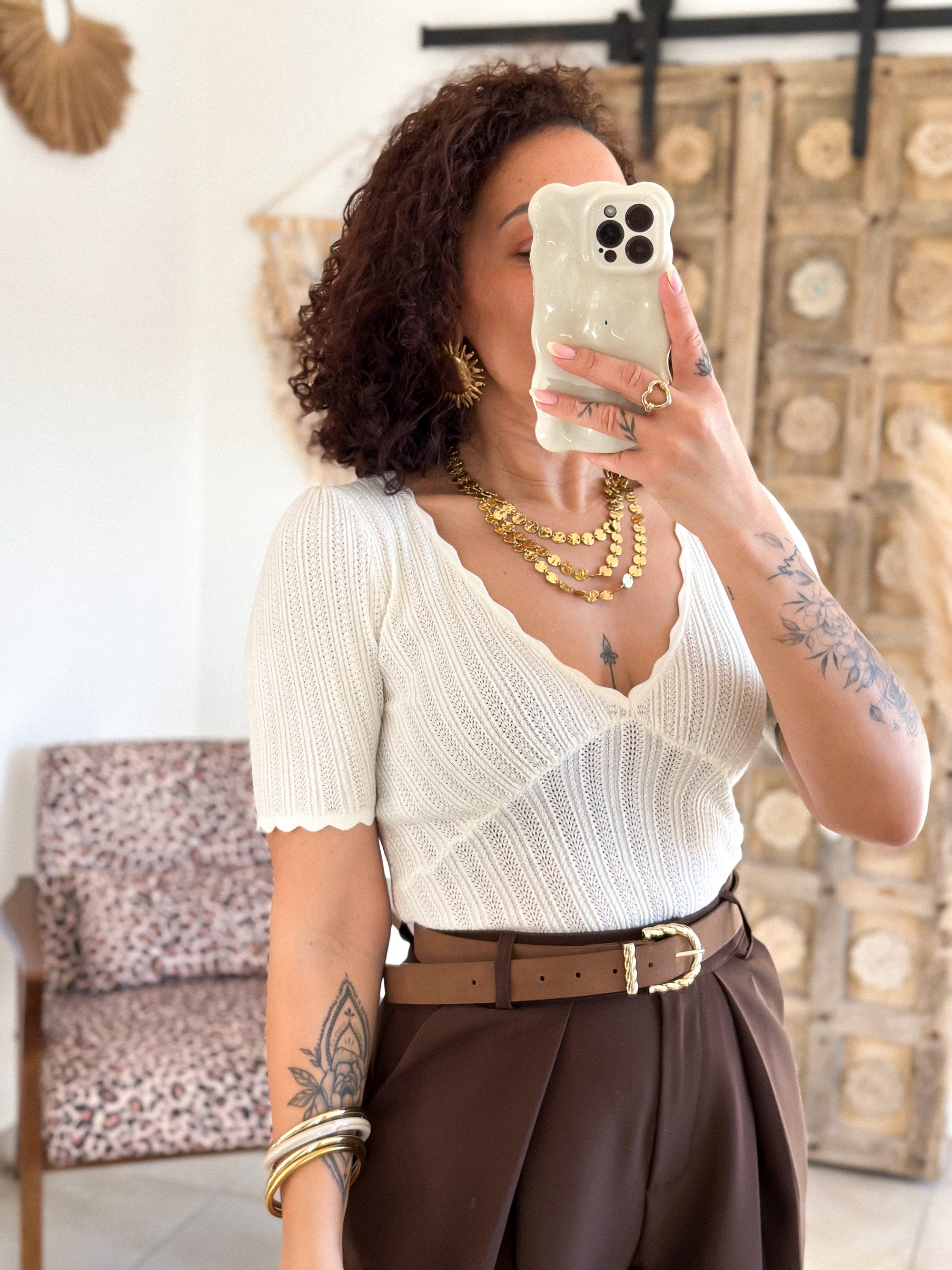 Top Léane - Maille crème