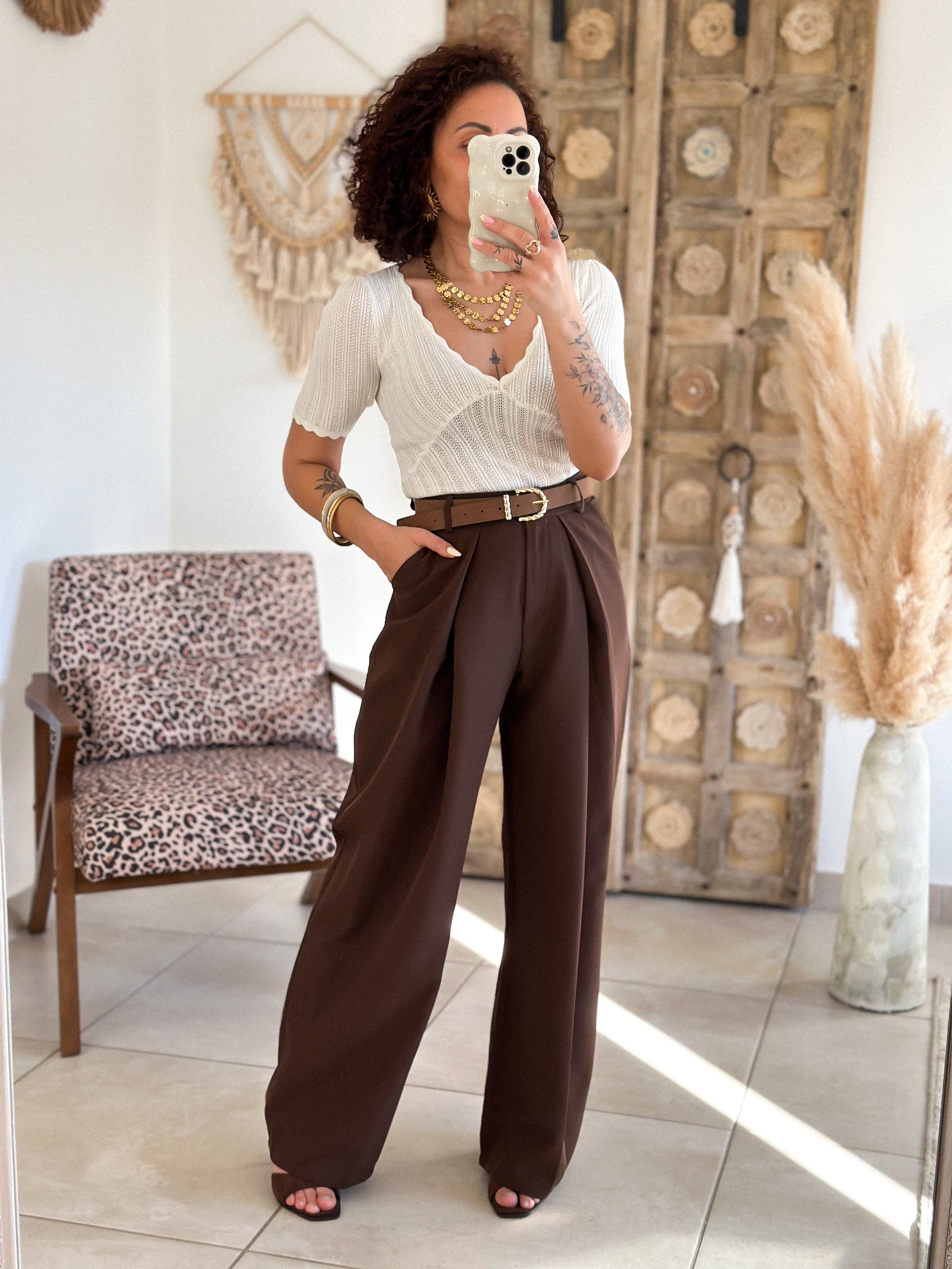 Top Léane - Maille crème