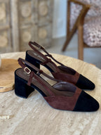 Slingback Caly - Suédine chocolat