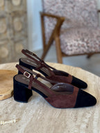 Slingback Caly - Suédine chocolat