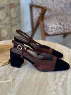 Slingback Caly - Suédine chocolat