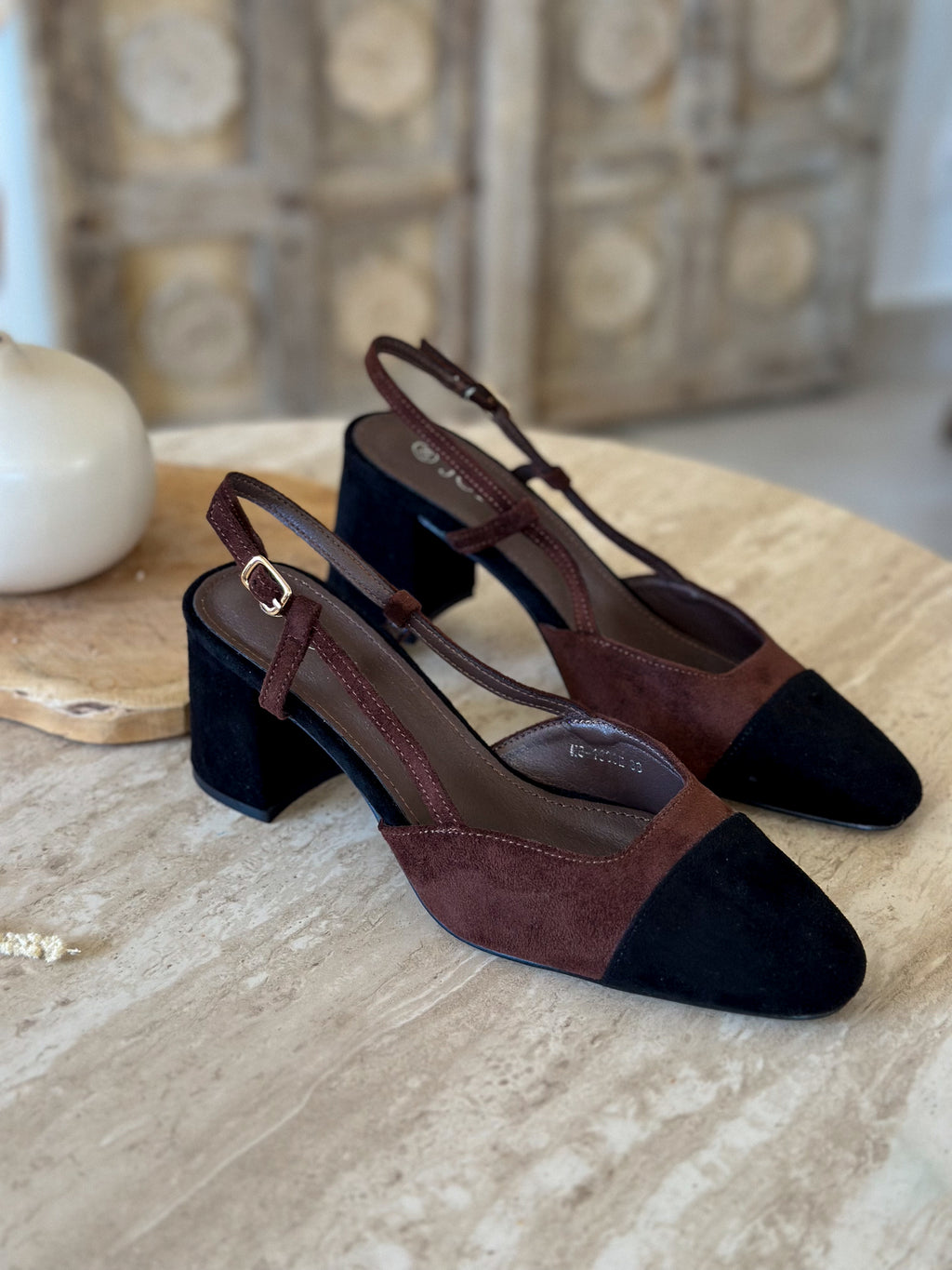 Slingback Caly - Suédine chocolat