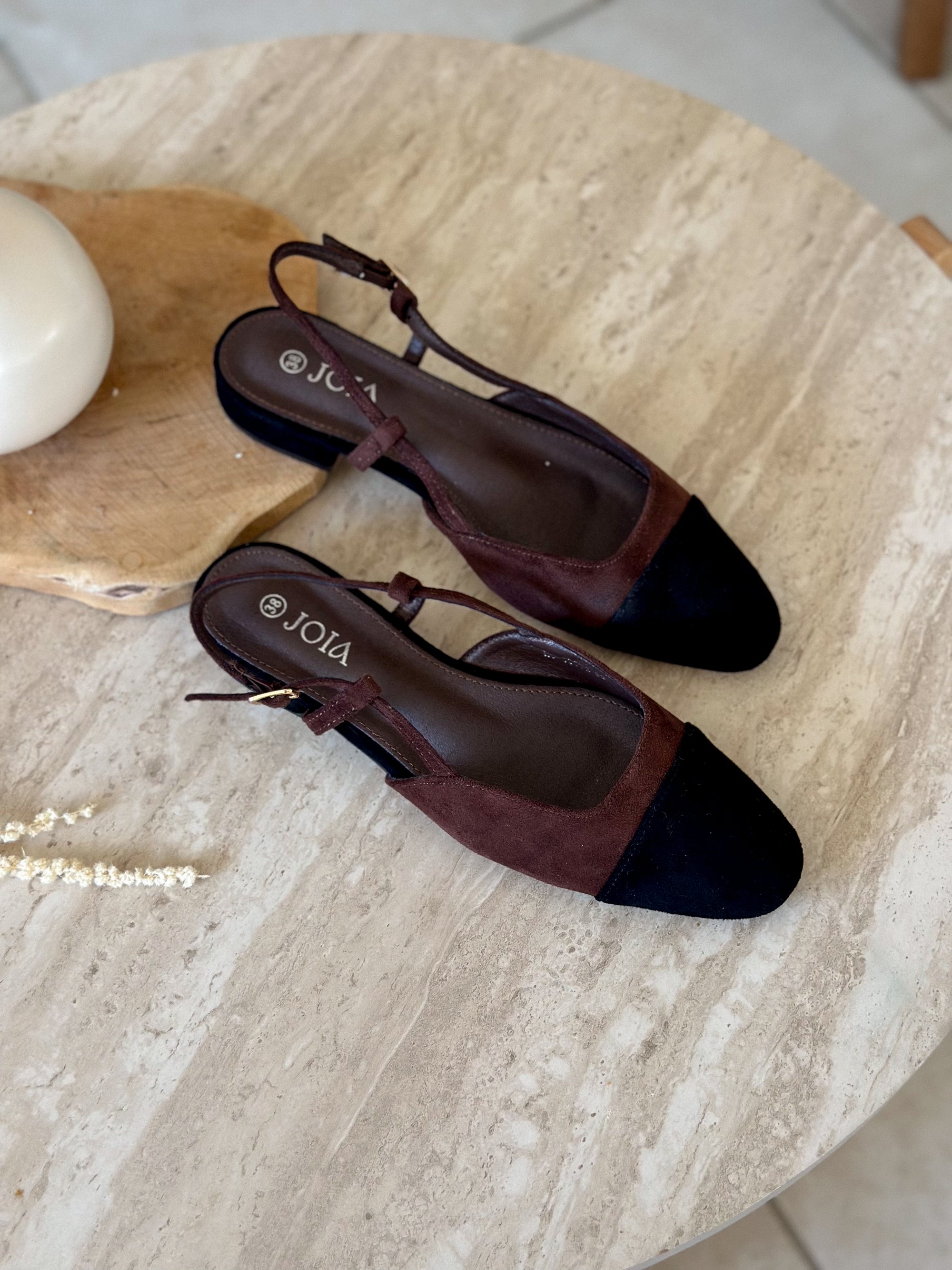 Slingback Elica - Suédine chocolat