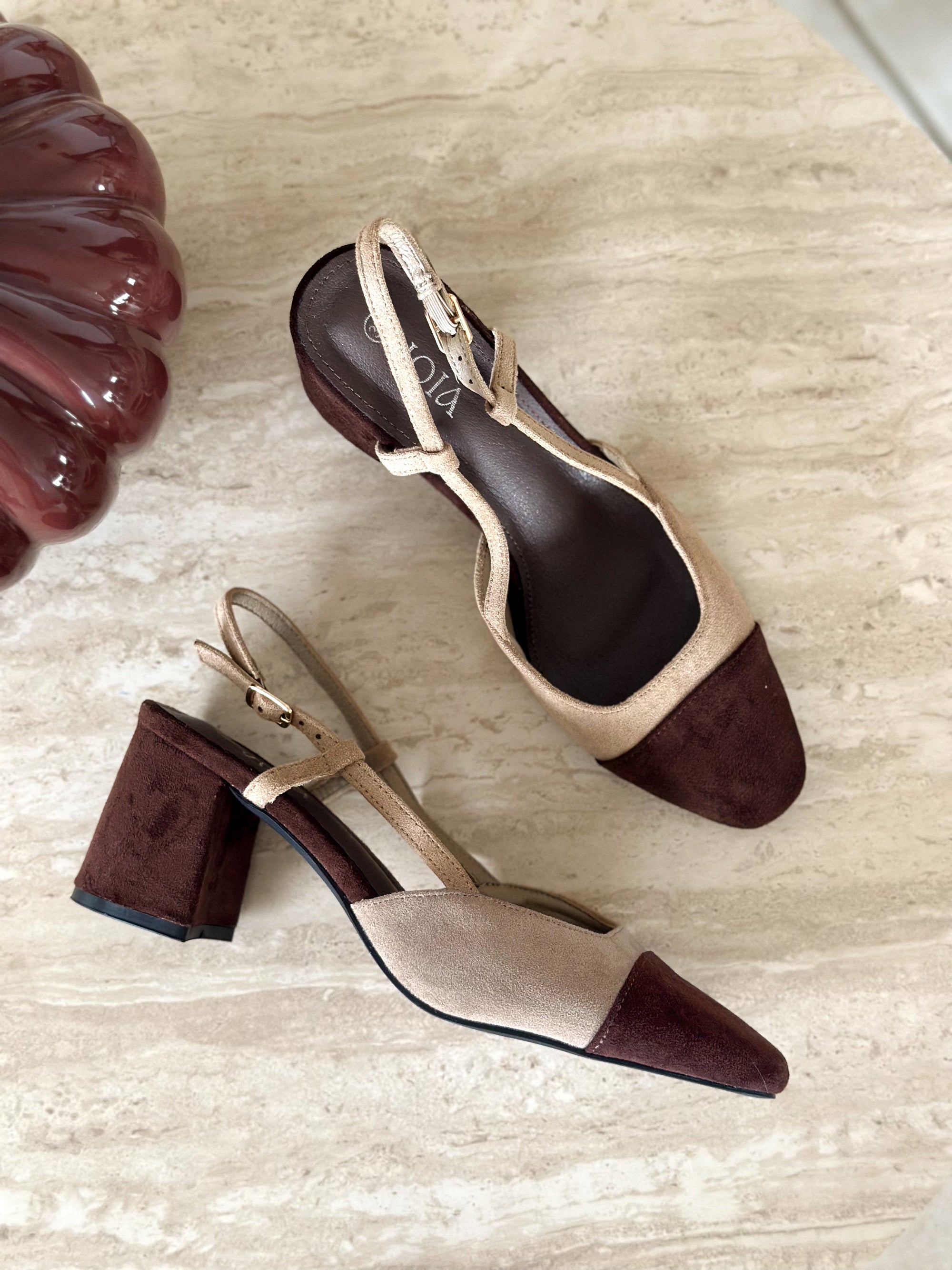 Slingback Caly - Suédine taupe